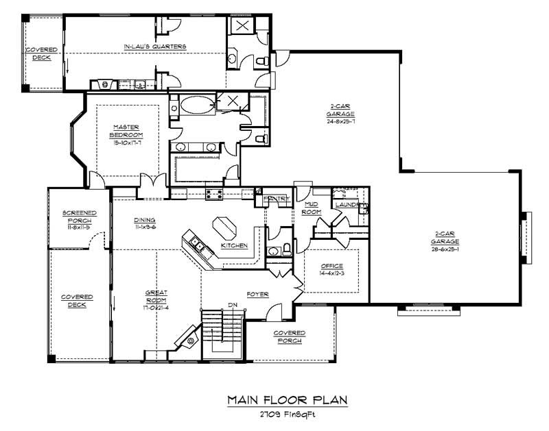 Floor Plan First Story of Ranch Plan #161-1046