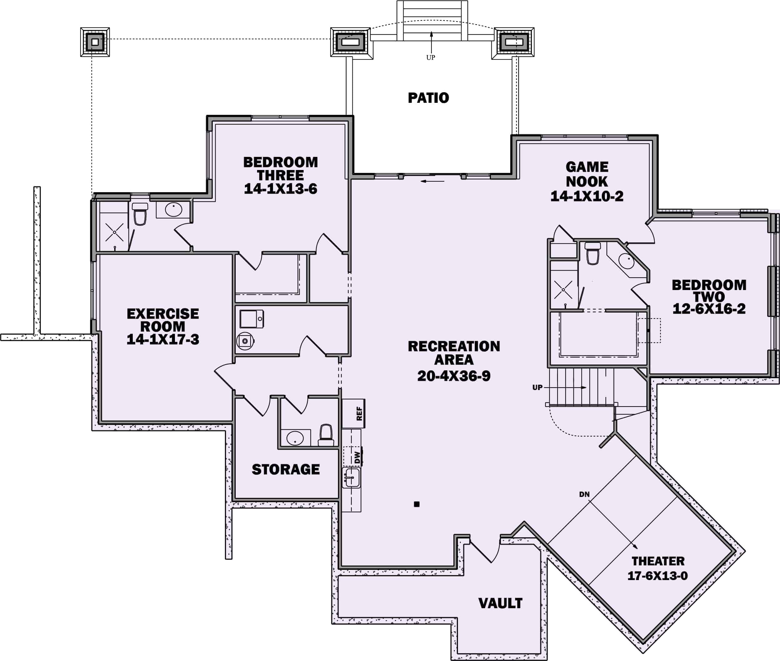 Floor Plan Basement of Country Plan #161-1072