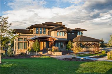 5-Bedroom, 5170 Sq Ft Rustic Contemporary House Plan - 161-1084 - Front Exterior