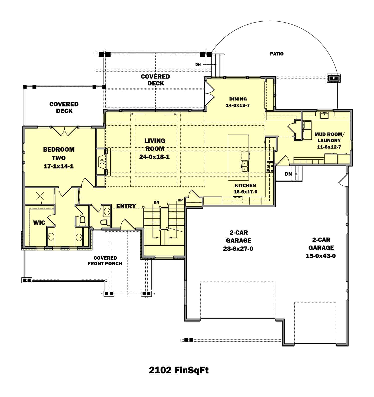 Main Level of Craftsman Plan #161-1102