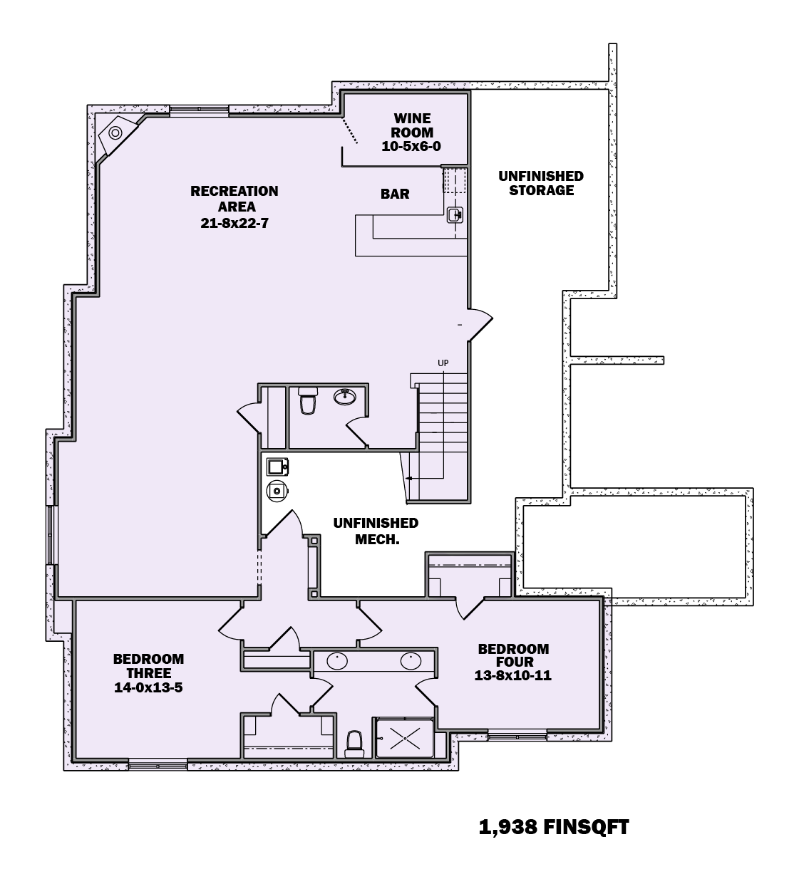 Floor Plan Basement of Ranch Plan #161-1115