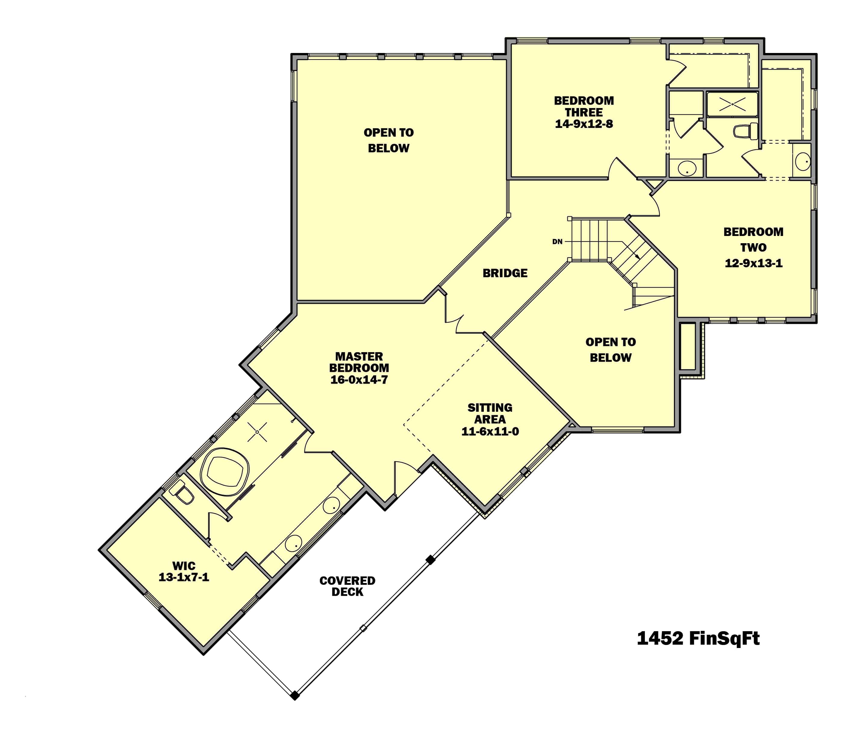Floor Plan Upper Level of Farmhouse Plan #161-1140