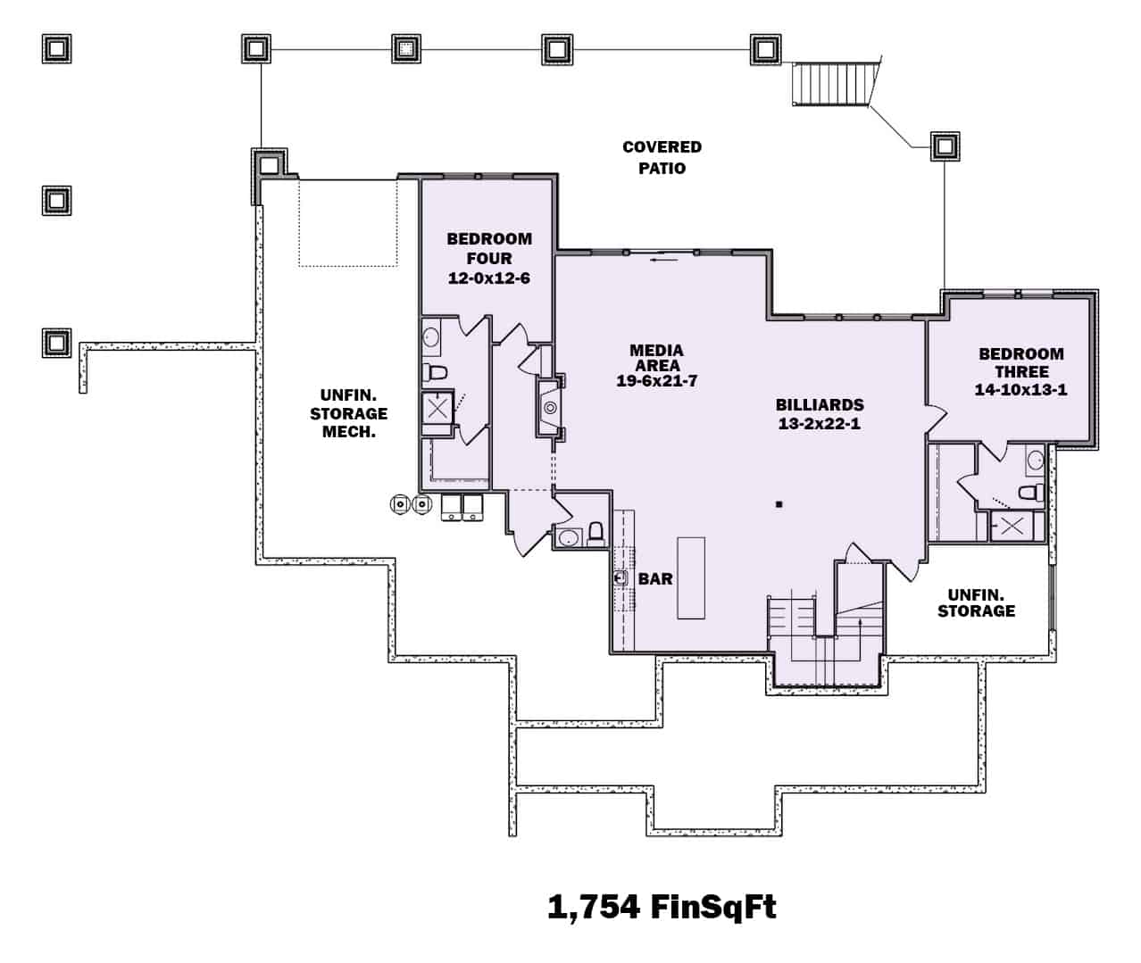 Basement of Farmhouse Plan #161-1142