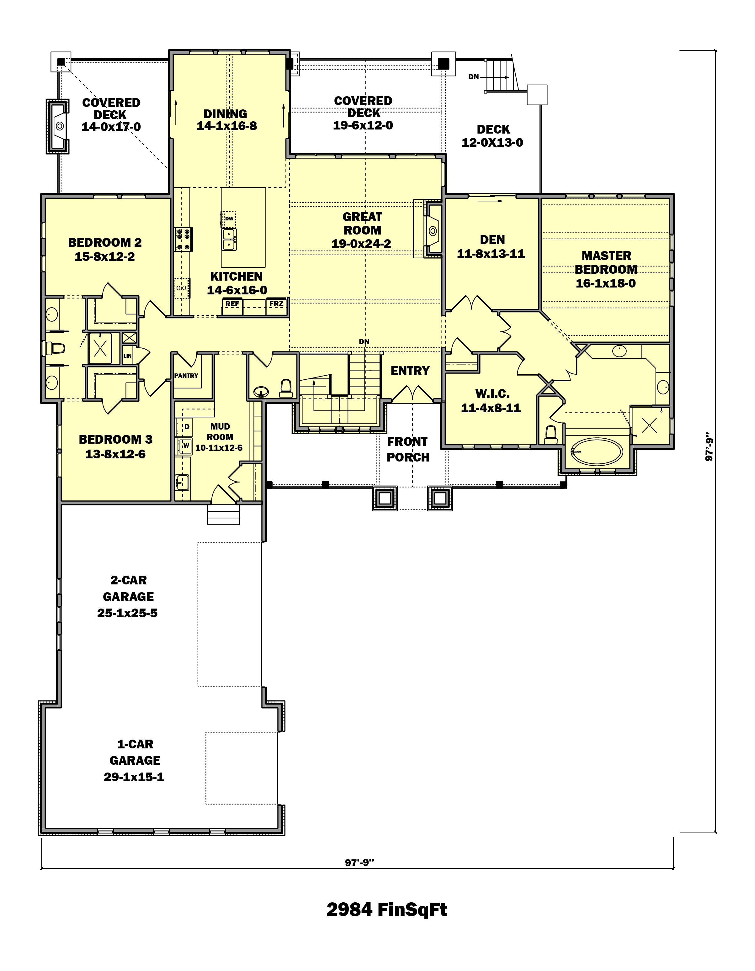 Main Level of Ranch Plan #161-1159