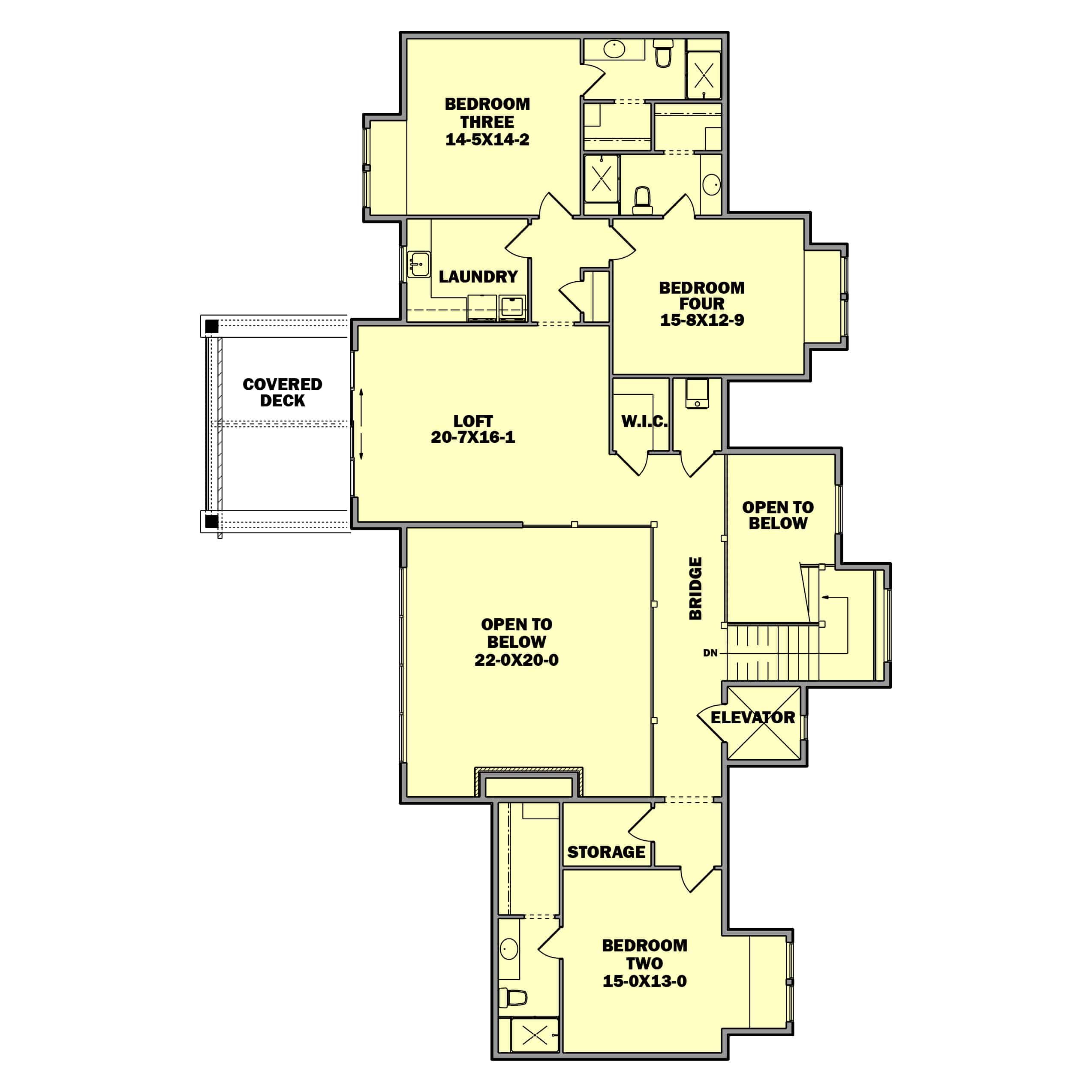 Upper Level of Contemporary Plan #161-1171