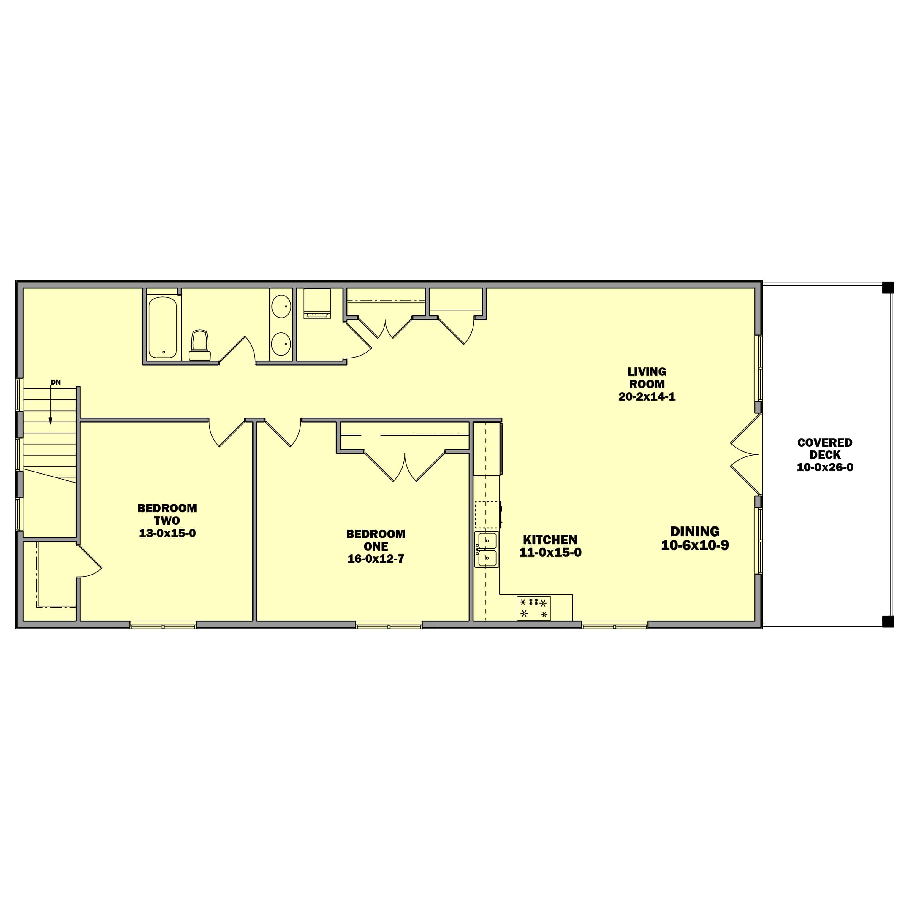 Upper Level of Log Cabin Plan #161-1174
