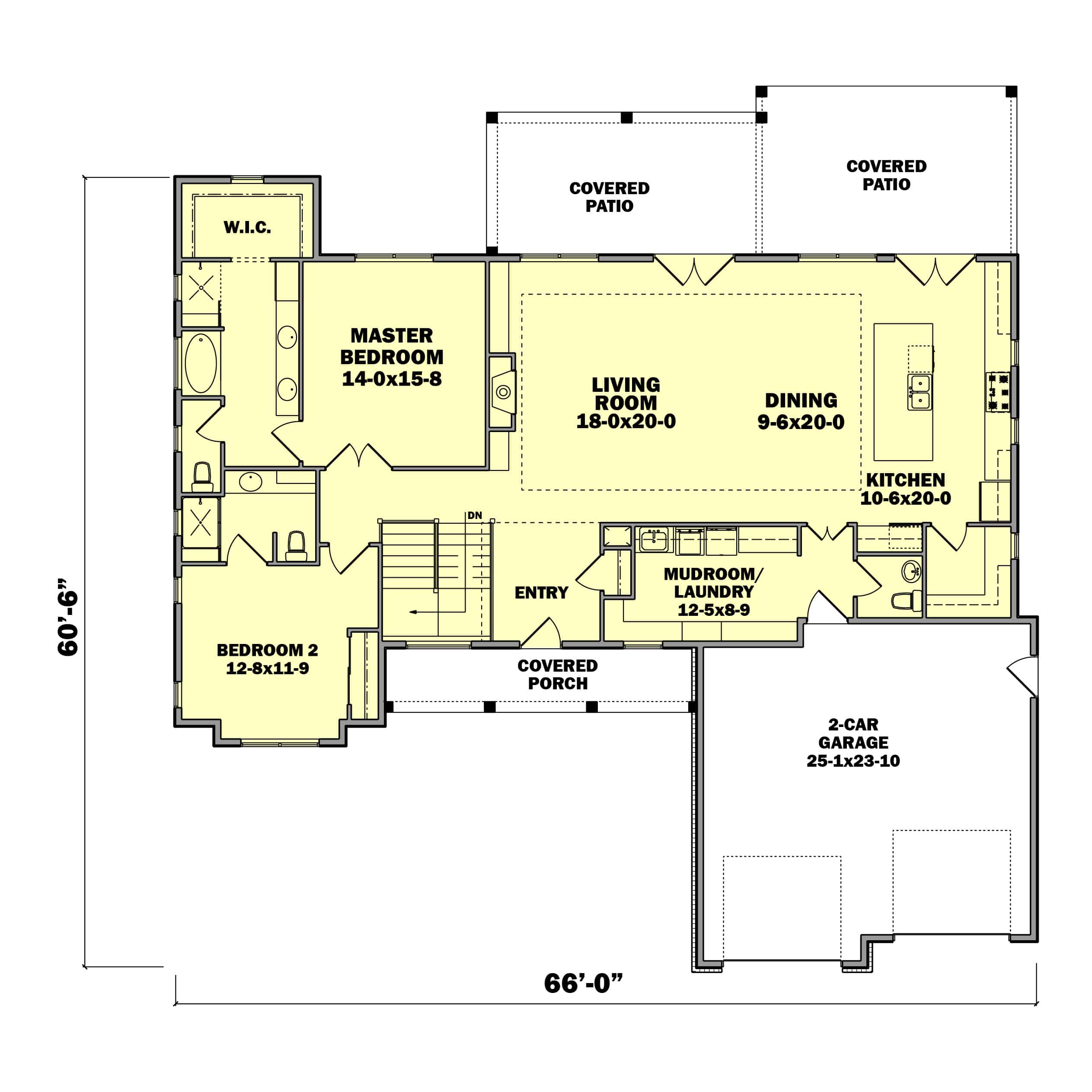 Main Level of Contemporary Plan #161-1187