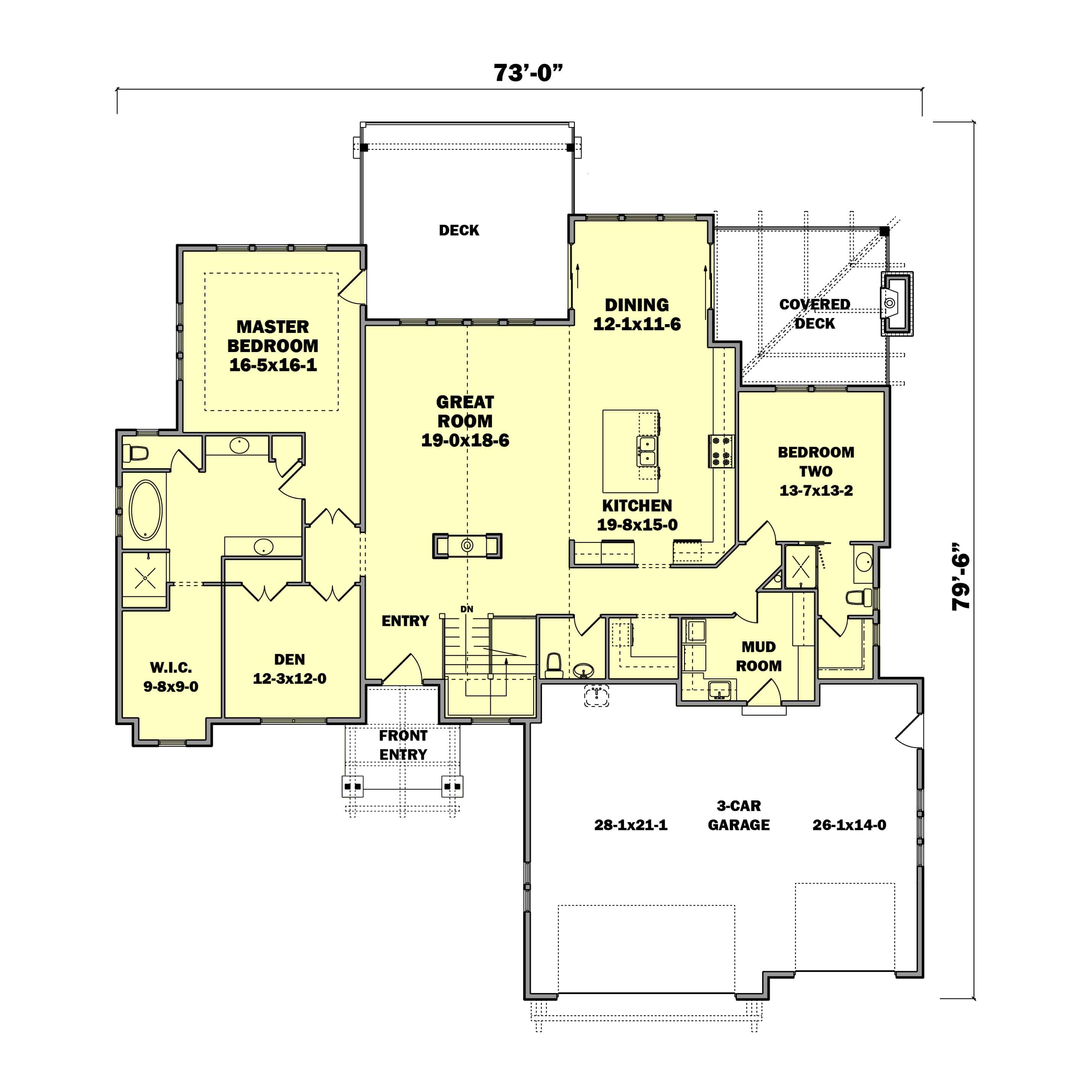 Main Level of Contemporary Plan #161-1195
