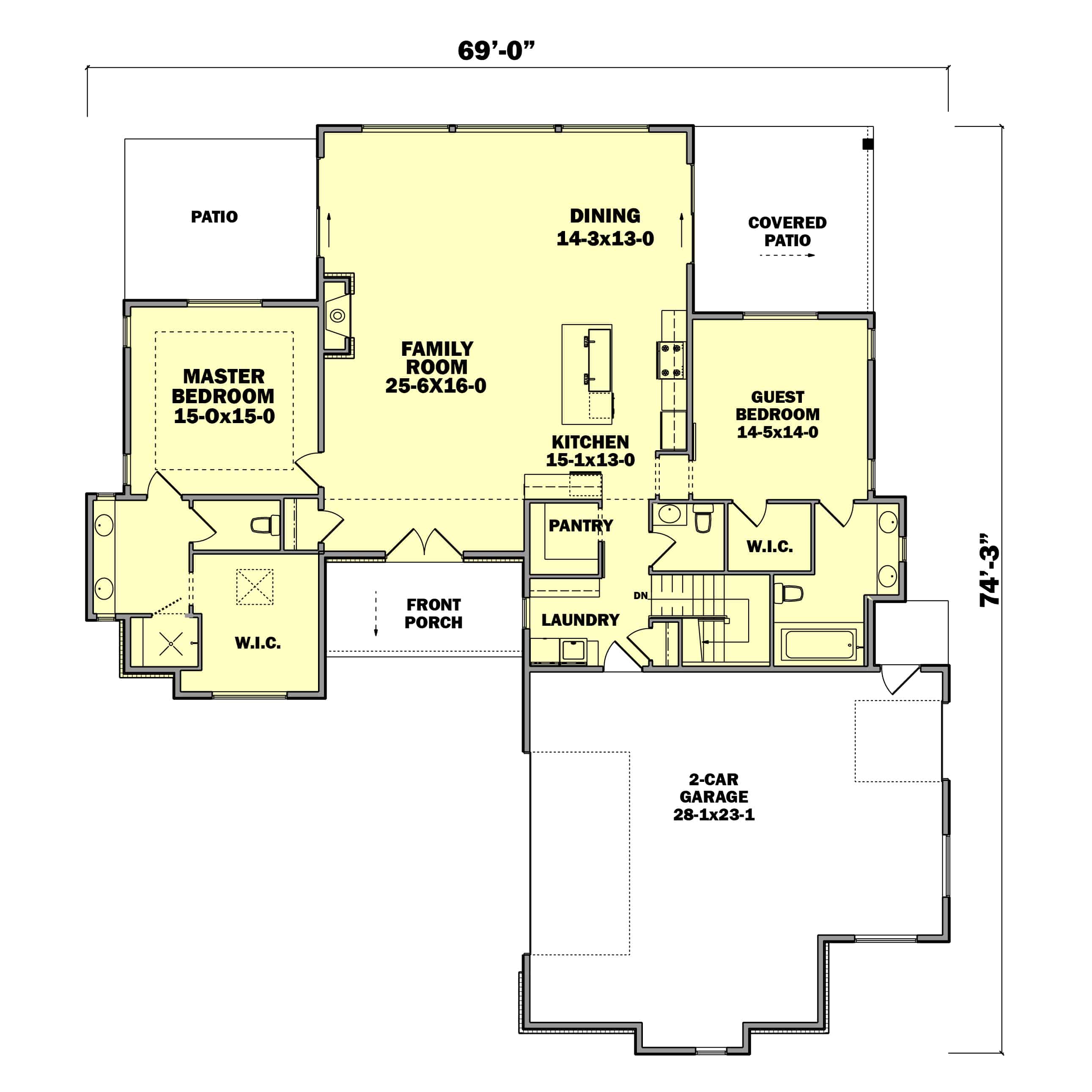 Main Level of Ranch Plan #161-1198
