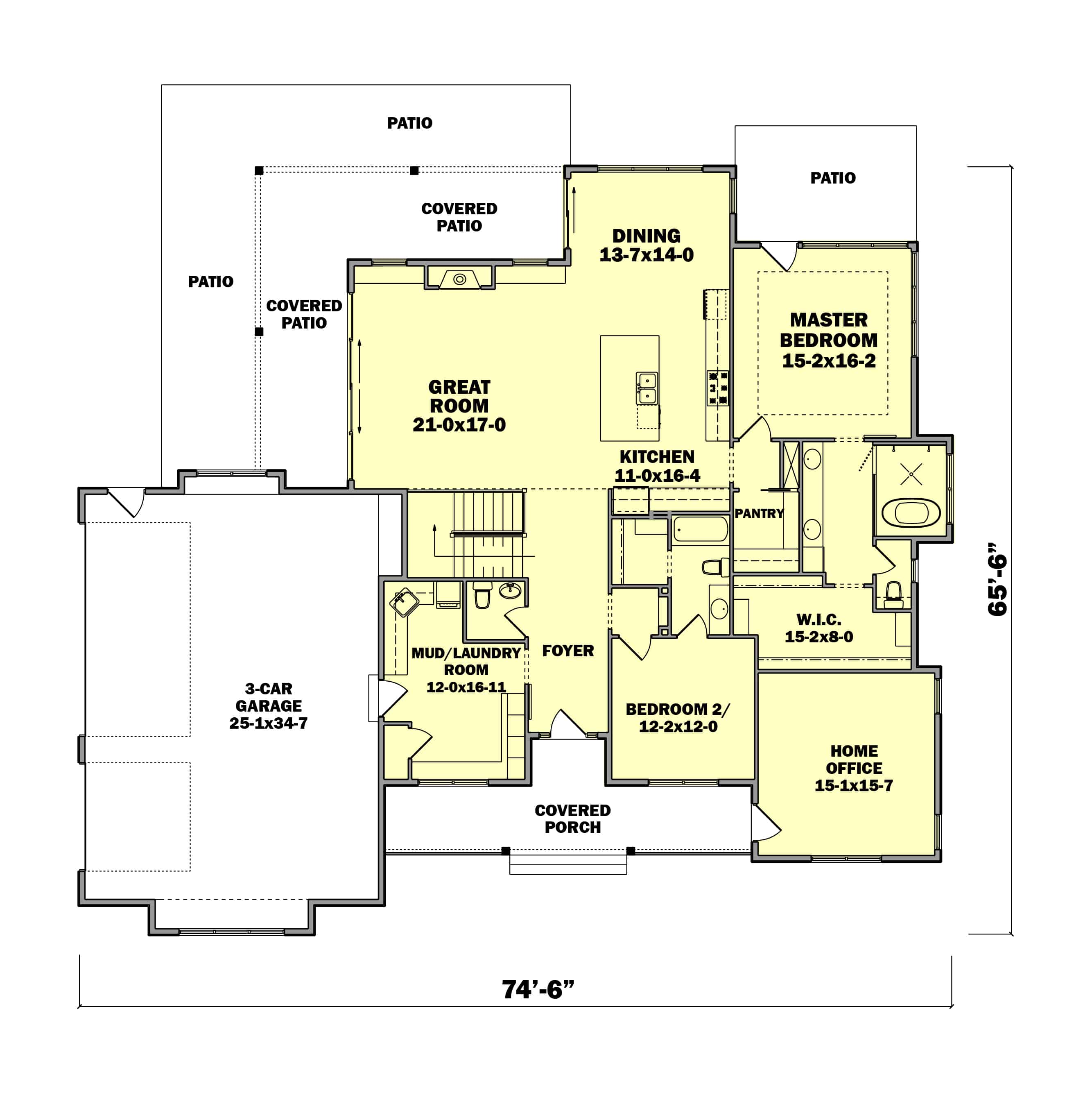 Main Level of Contemporary Plan #161-1201