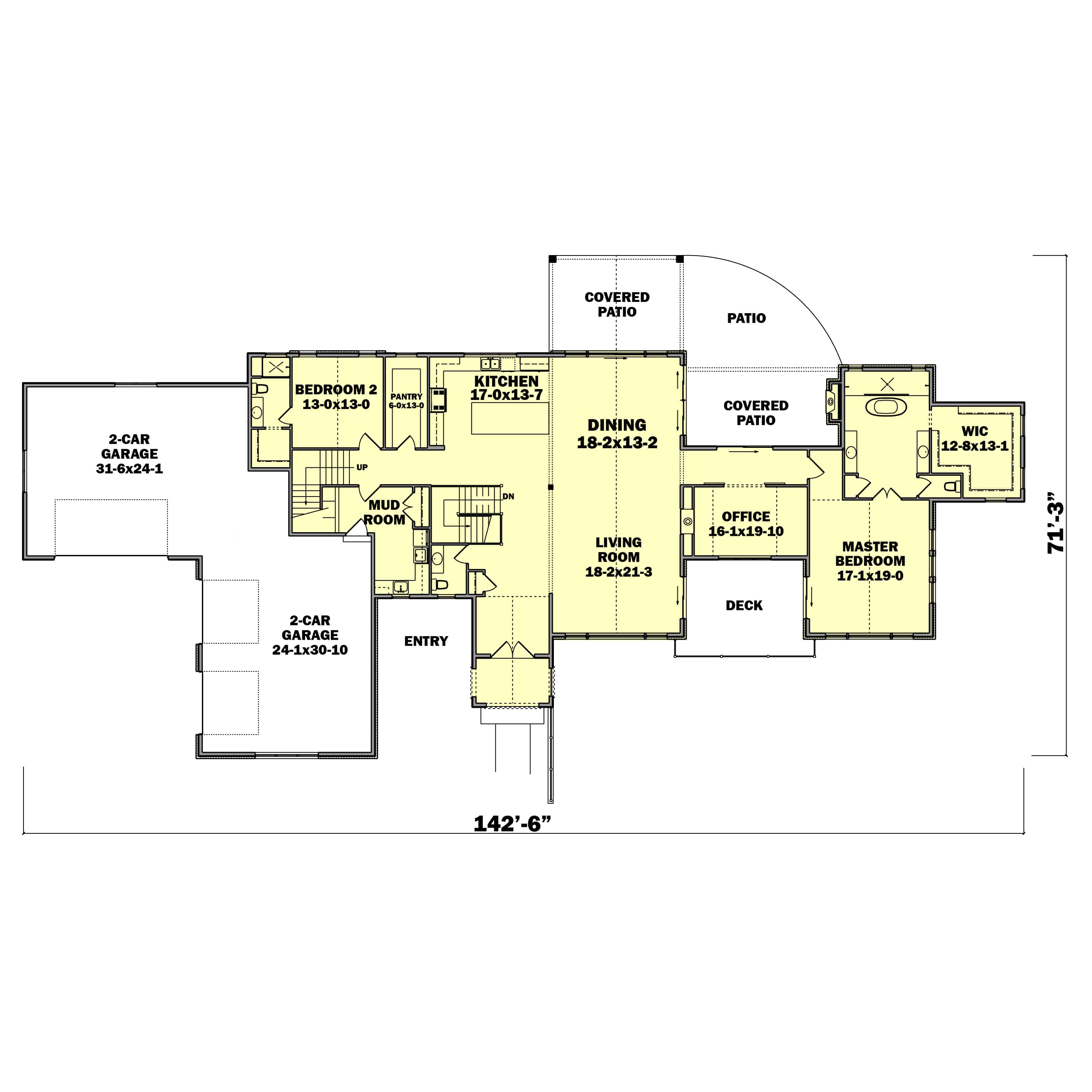 Main Level of Contemporary Plan #161-1202