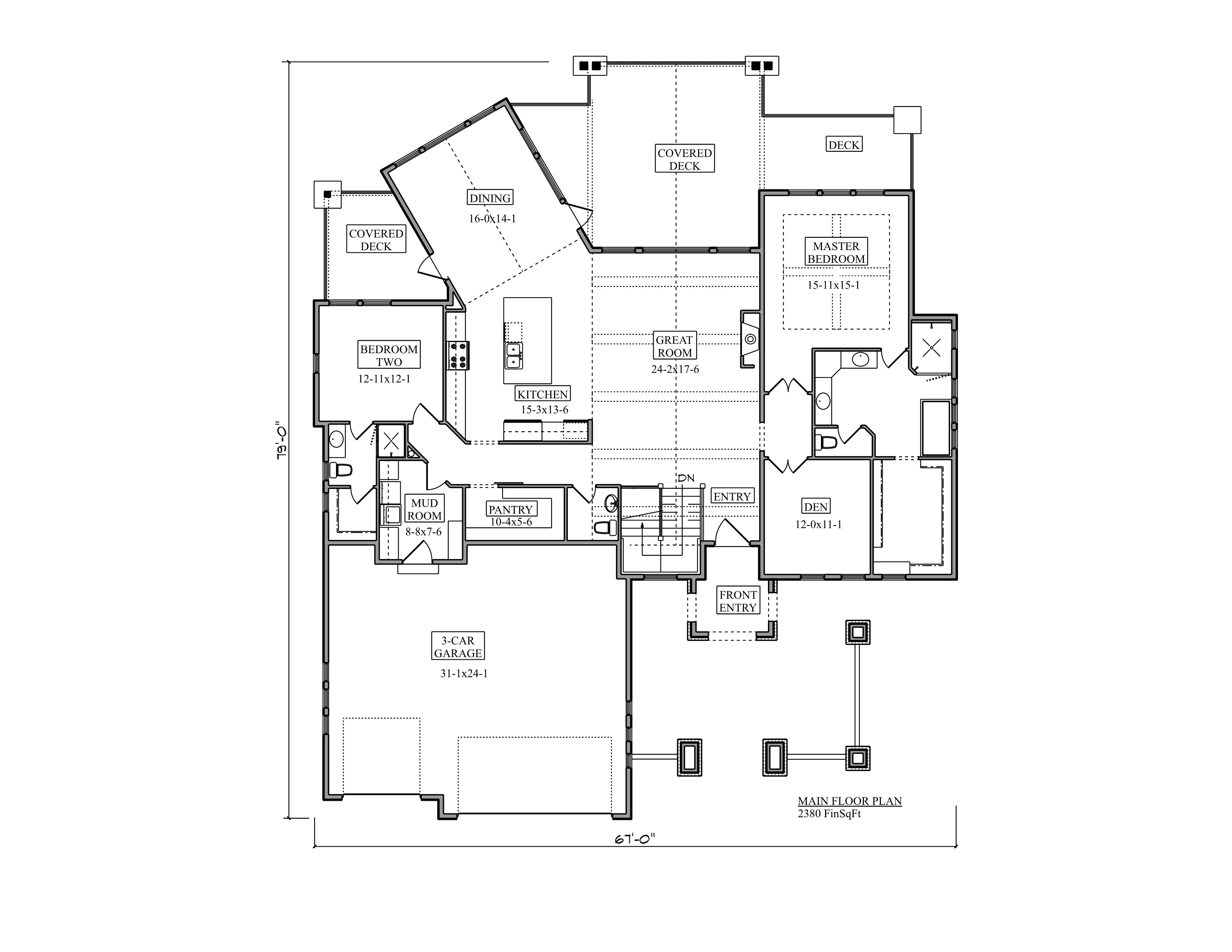Main Level of Ranch Plan #161-1204