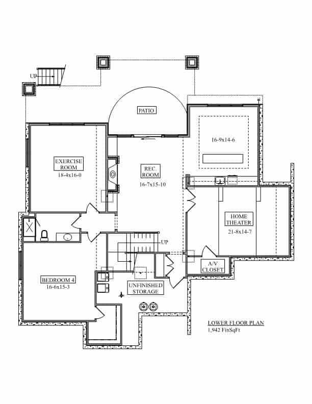 Basement of Contemporary Plan #161-1210