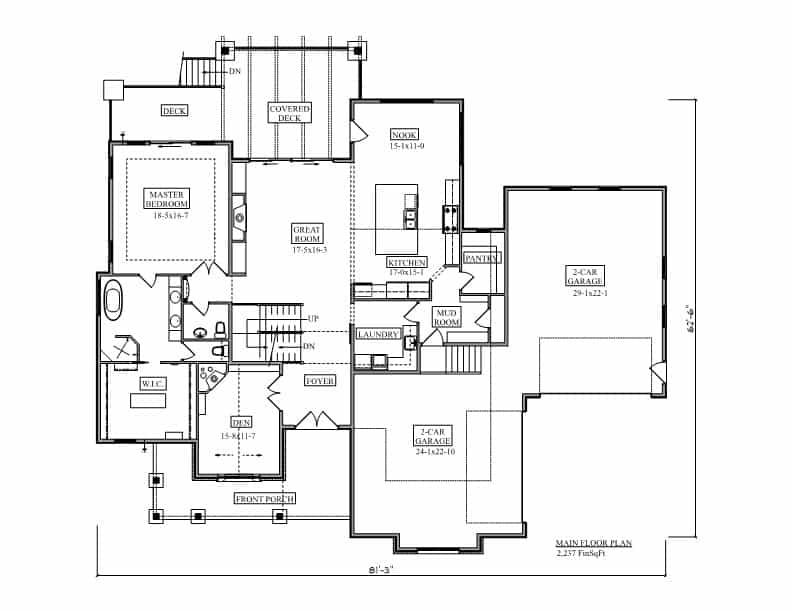 Main Level of Contemporary Plan #161-1210