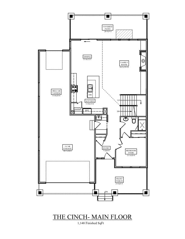 Main Level of Craftsman Plan #161-1211