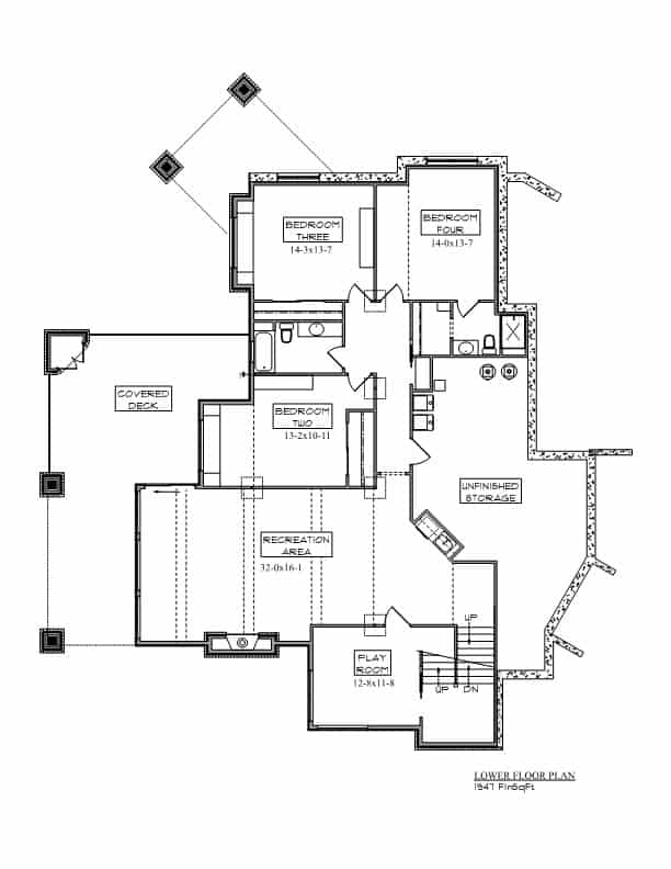Basement of Craftsman Plan #161-1215