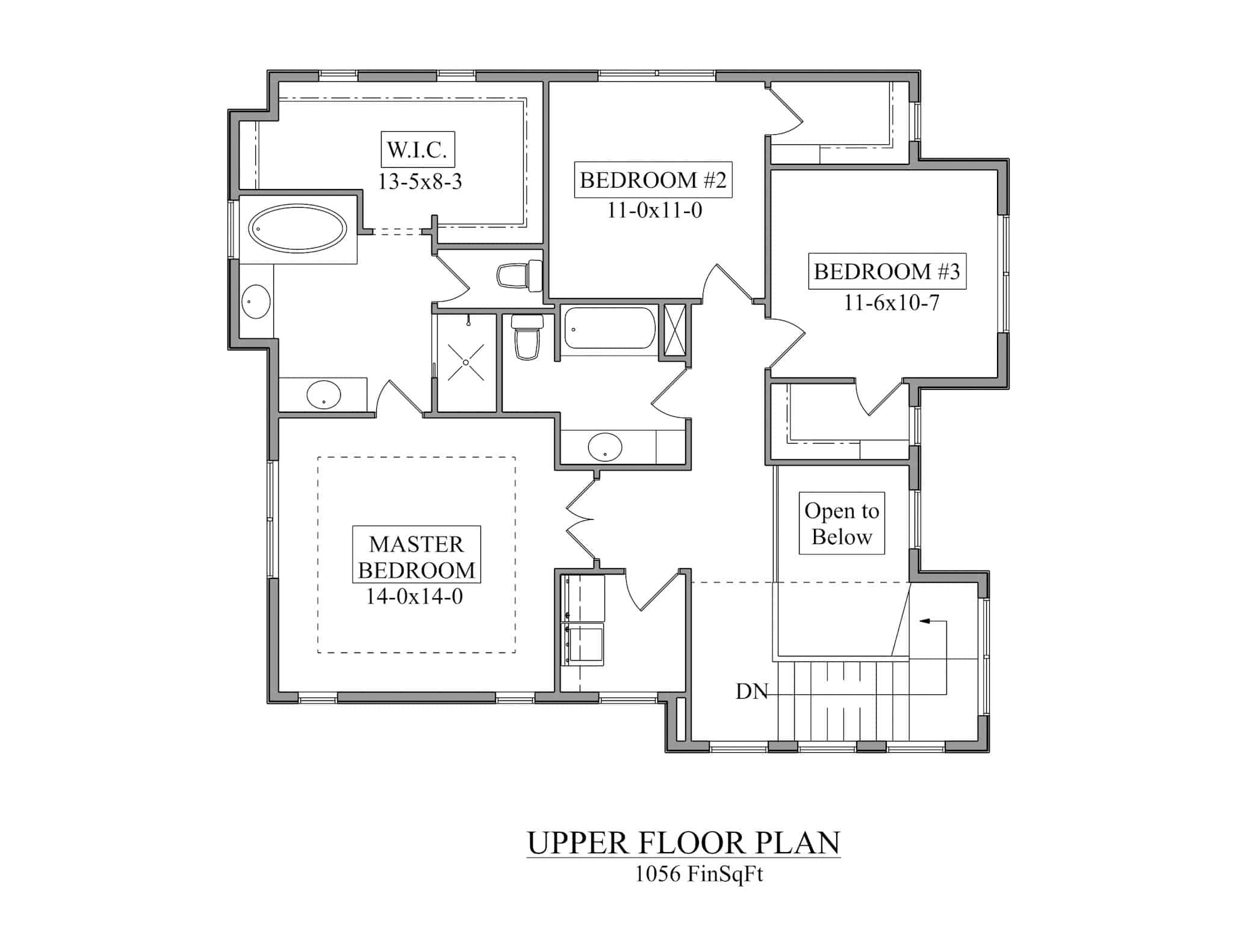 Upper Level of Craftsman Plan #161-1224