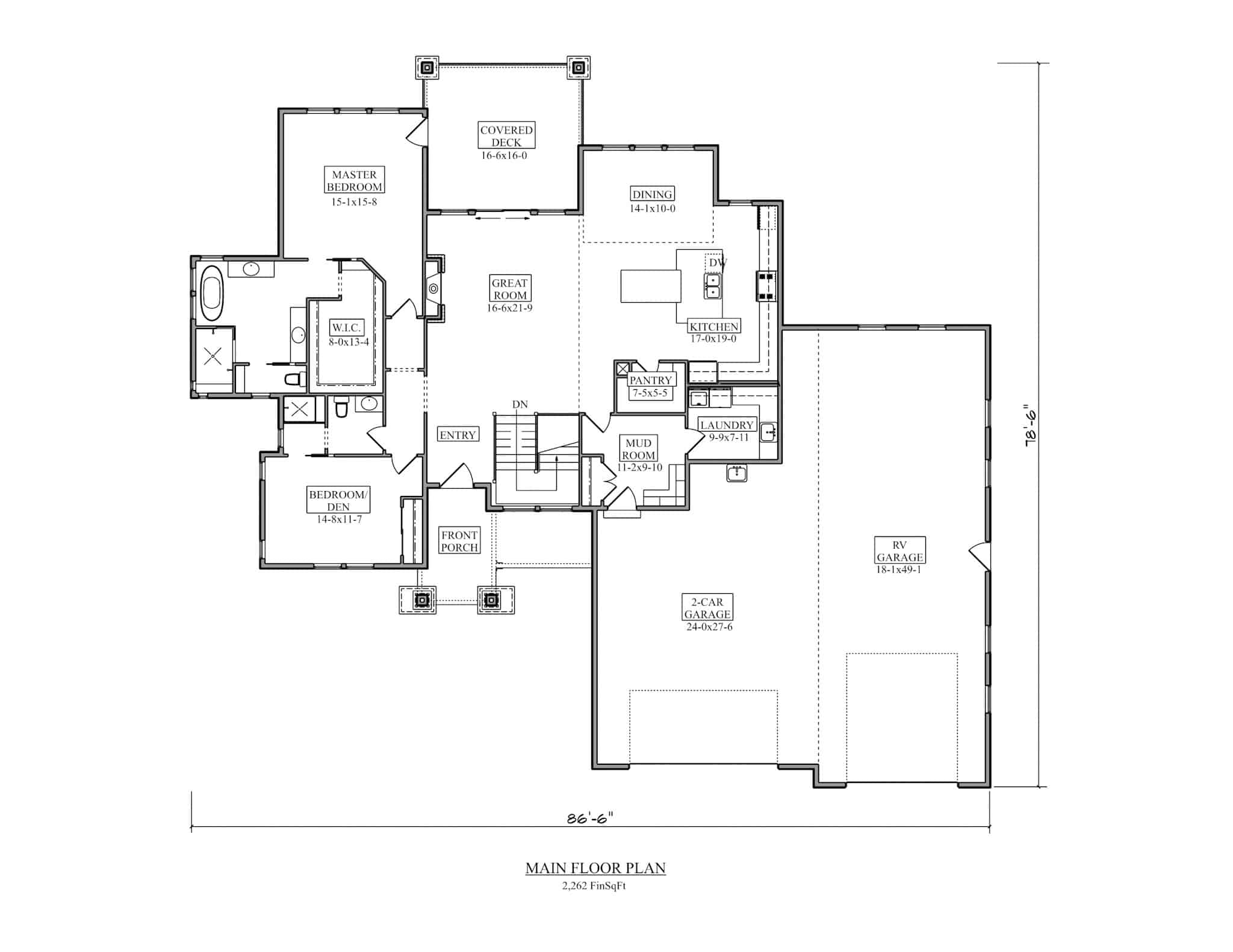 Main Level of Rustic Plan #161-1228