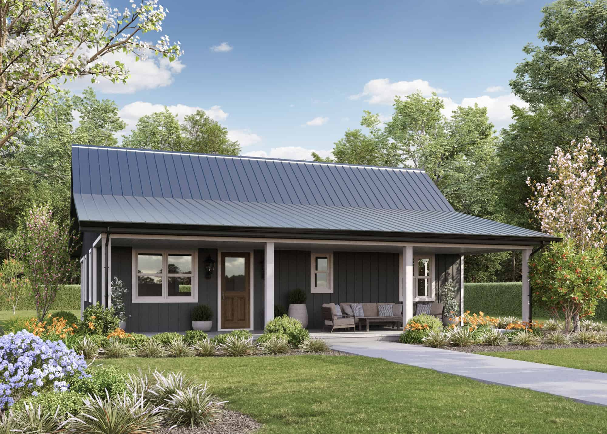 Front elevation of Ranch home (ThePlanCollection: House Plan #161-1236)