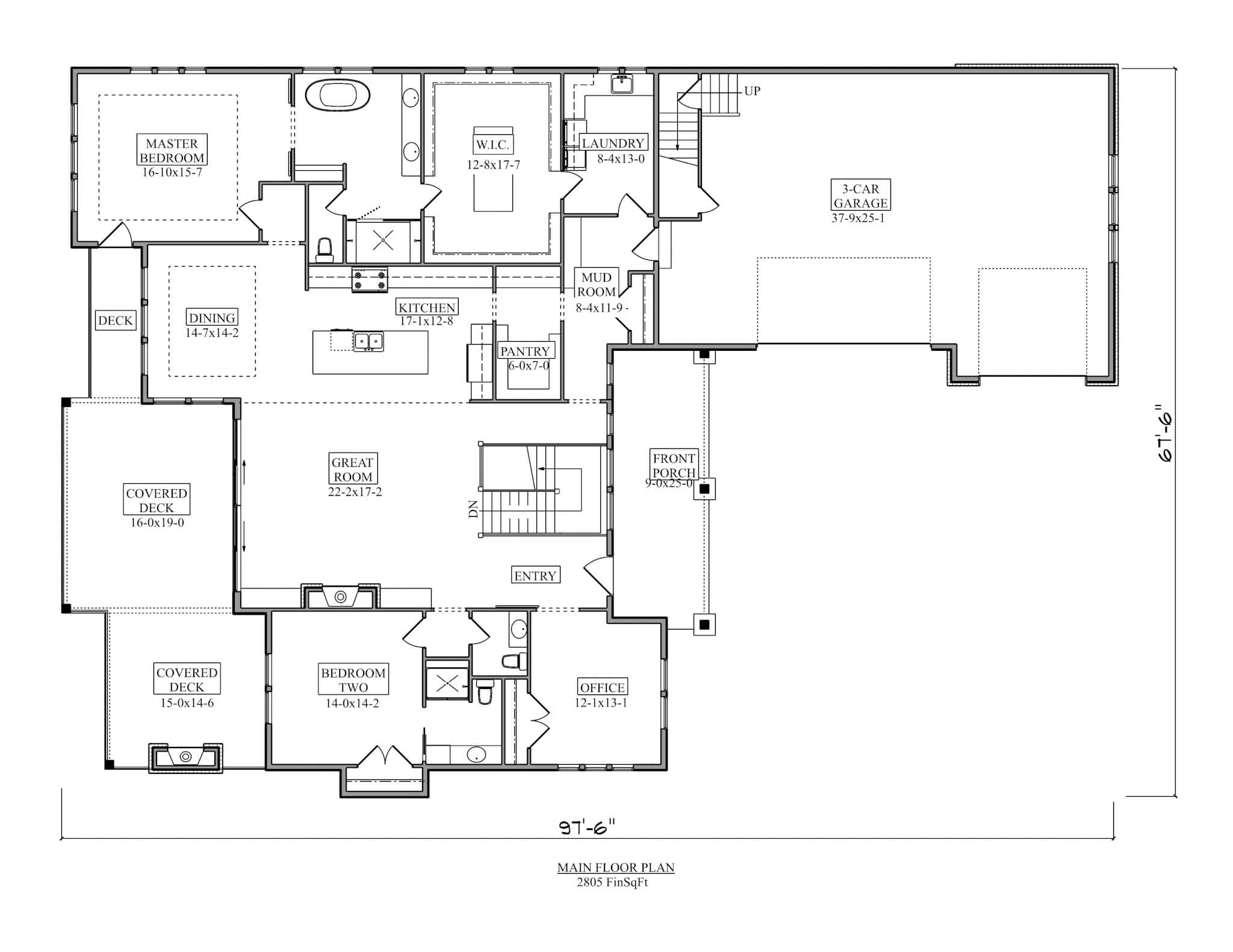 Main Level of Craftsman Plan #161-1237