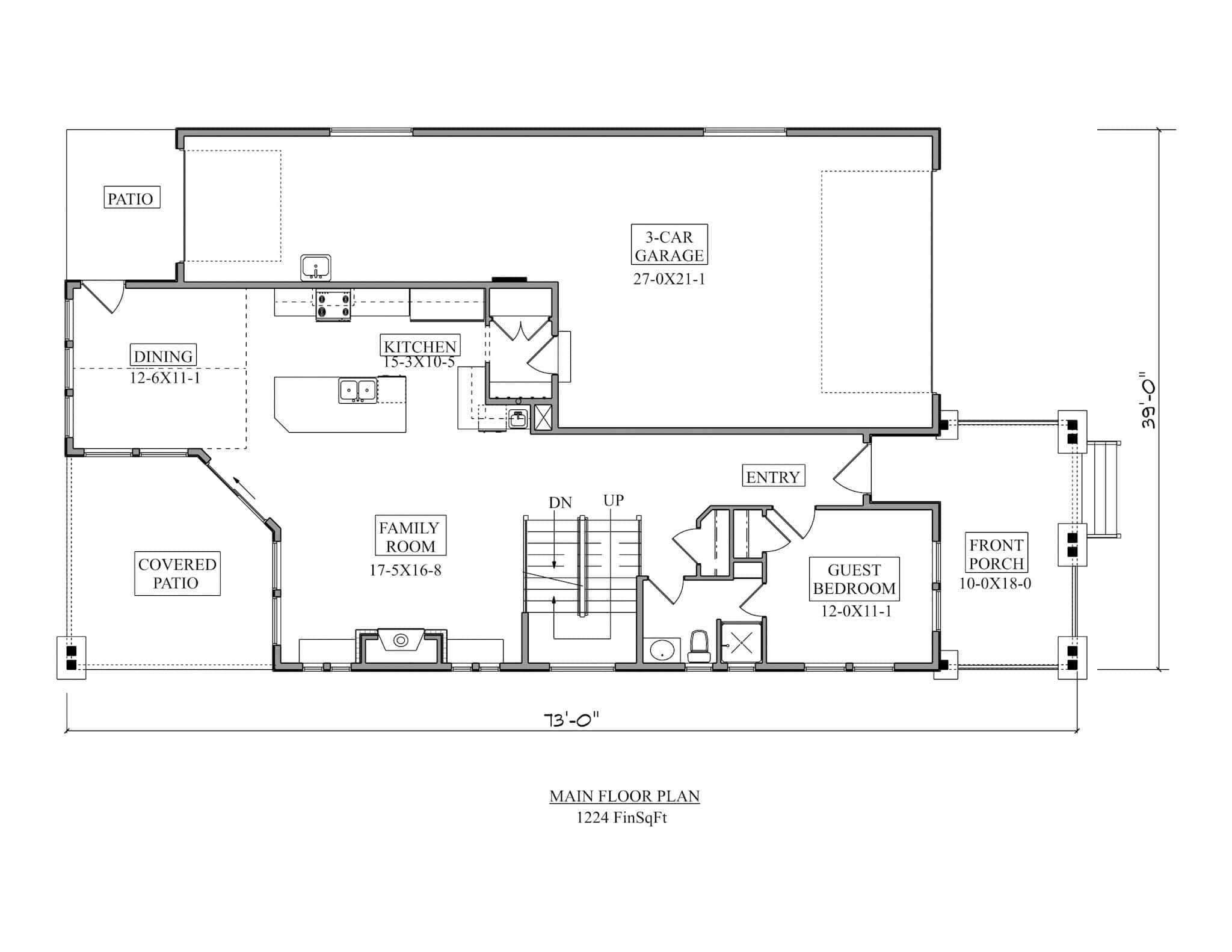 Main Level of Rustic Plan #161-1240