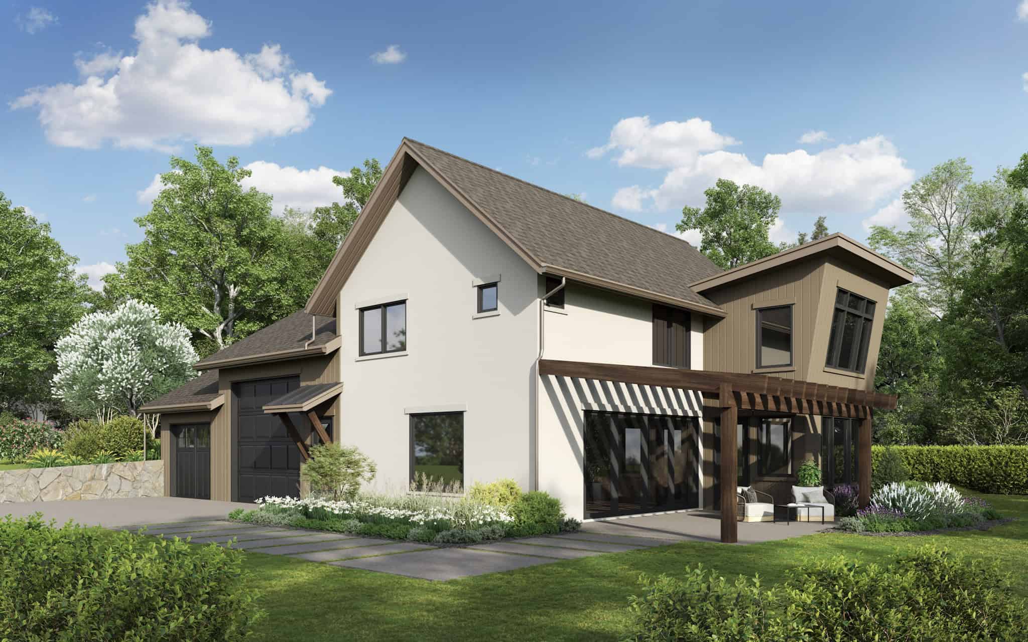 Front elevation of Craftsman home (ThePlanCollection: House Plan #161-1241)