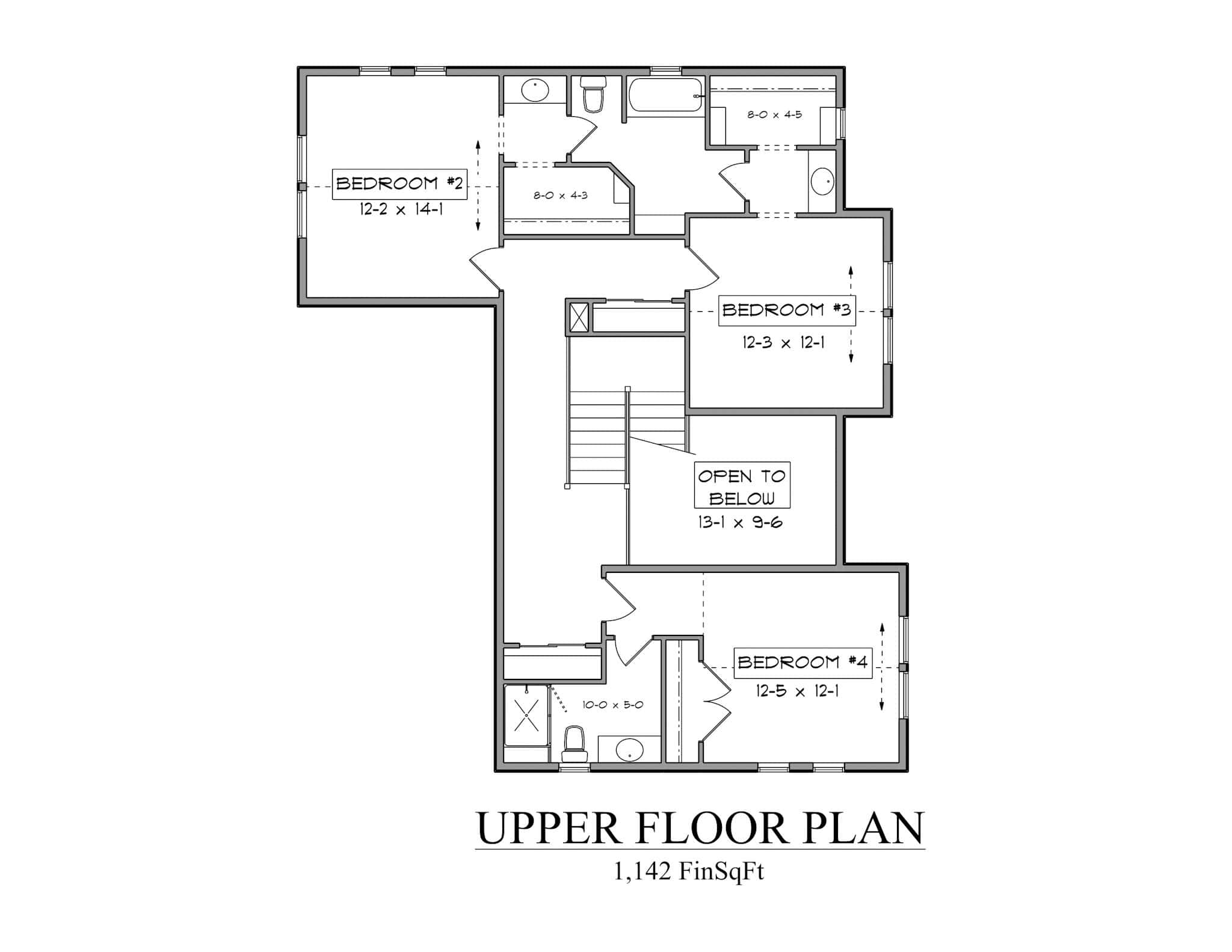 Upper Level of Craftsman Plan #161-1244