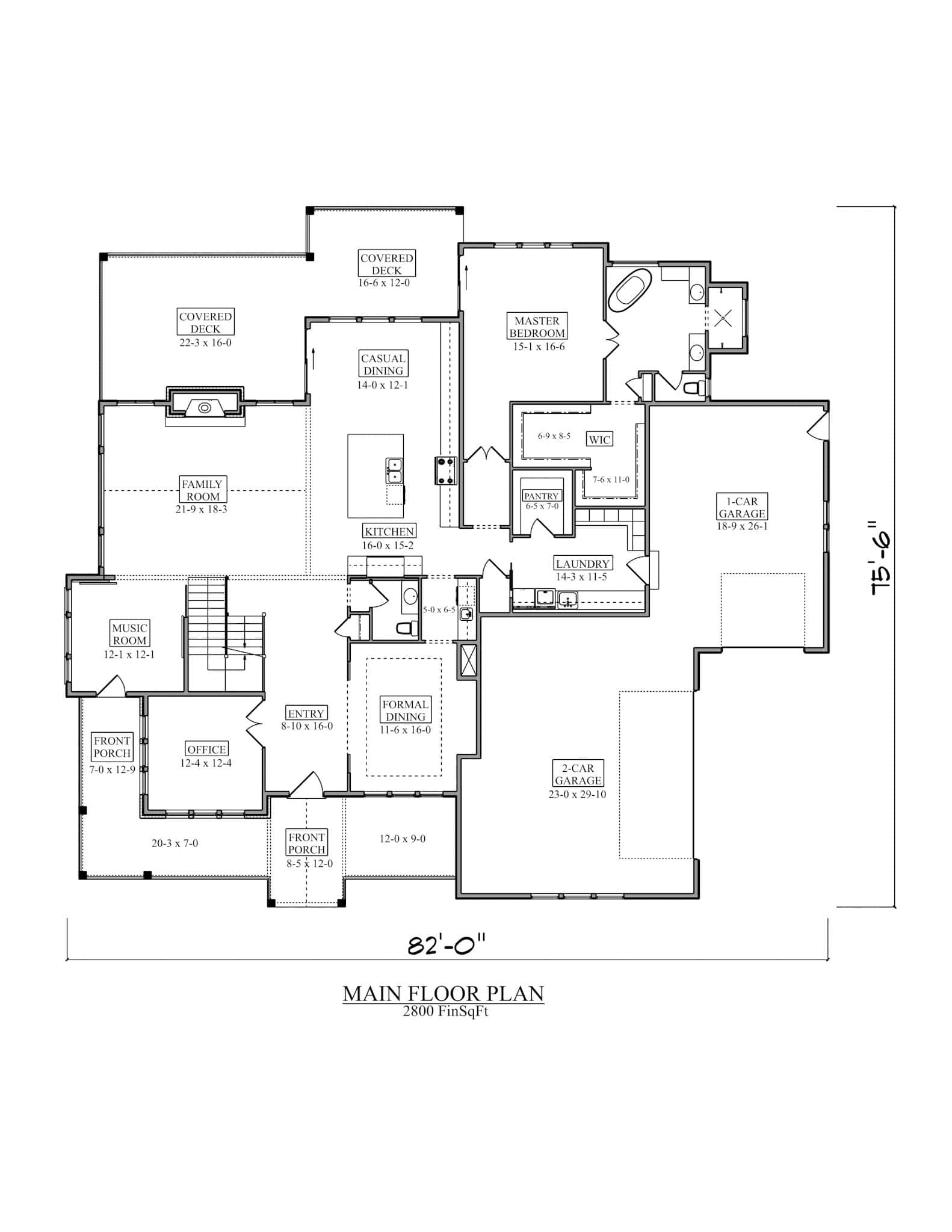 Main Level of Craftsman Plan #161-1249