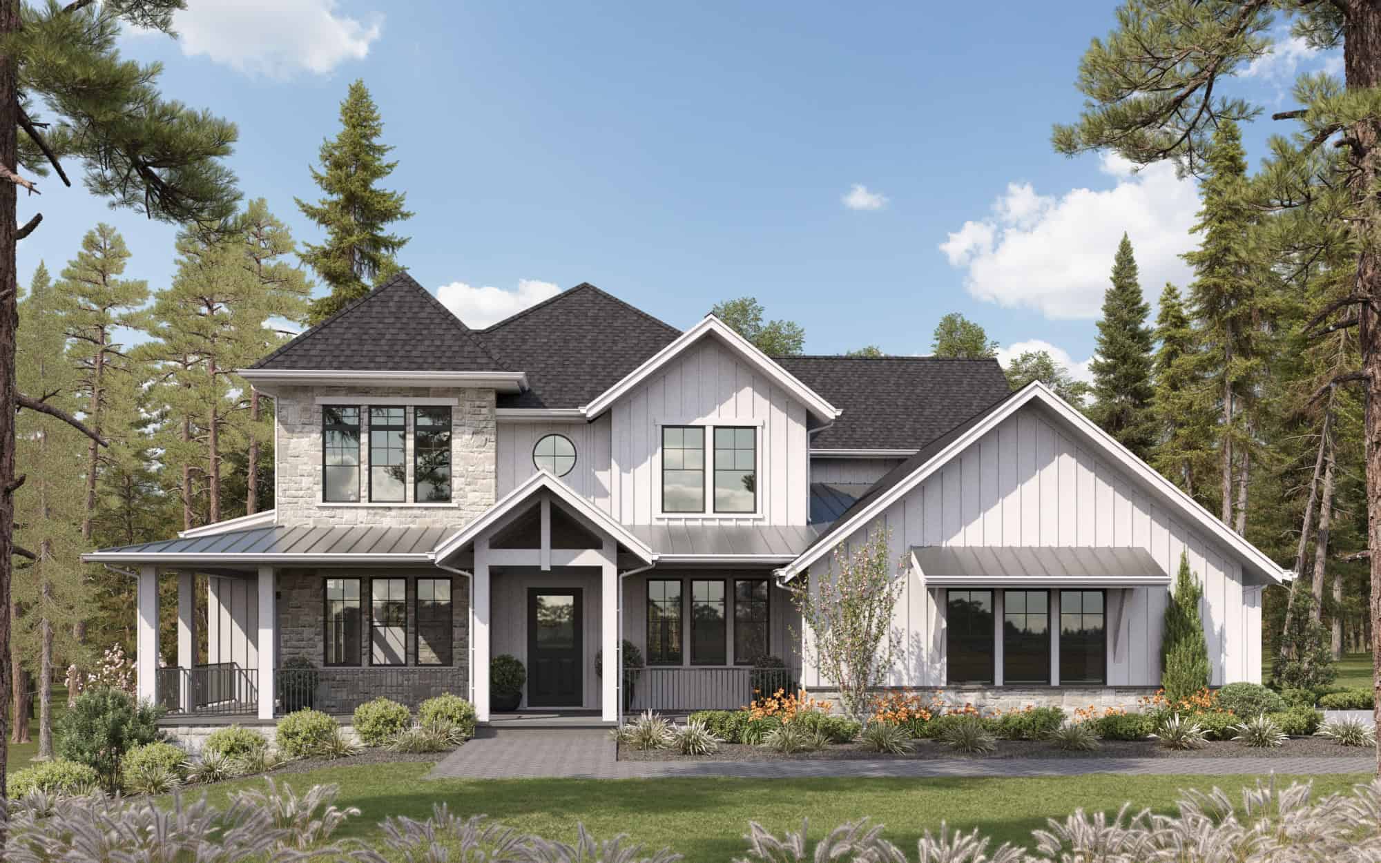 Front elevation of Craftsman home (ThePlanCollection: House Plan #161-1249)