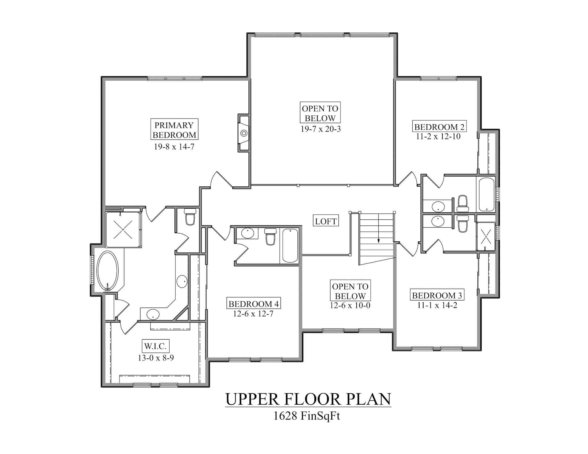 Upper Level of Rustic Plan #161-1251