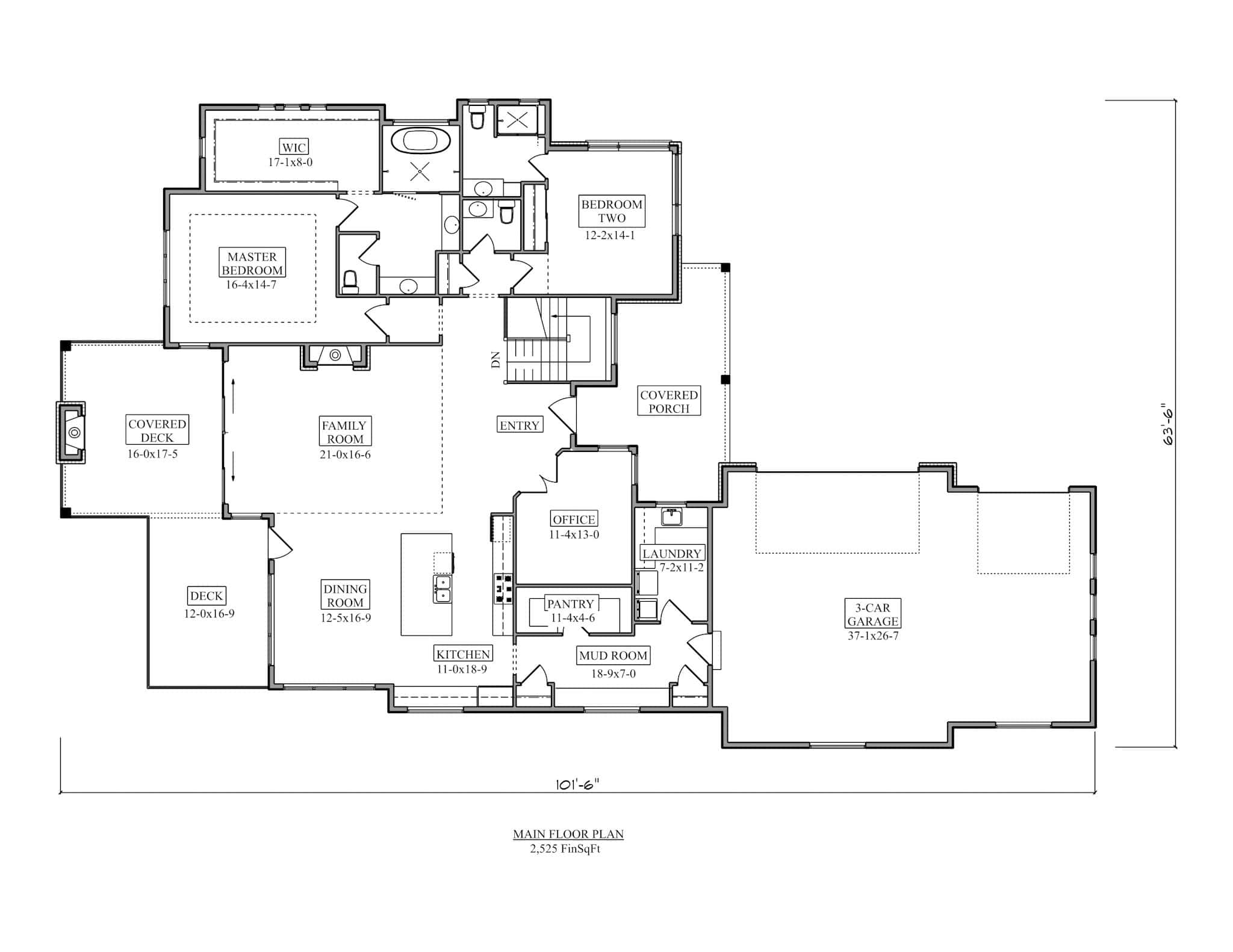 Main Level of Rustic Plan #161-1253