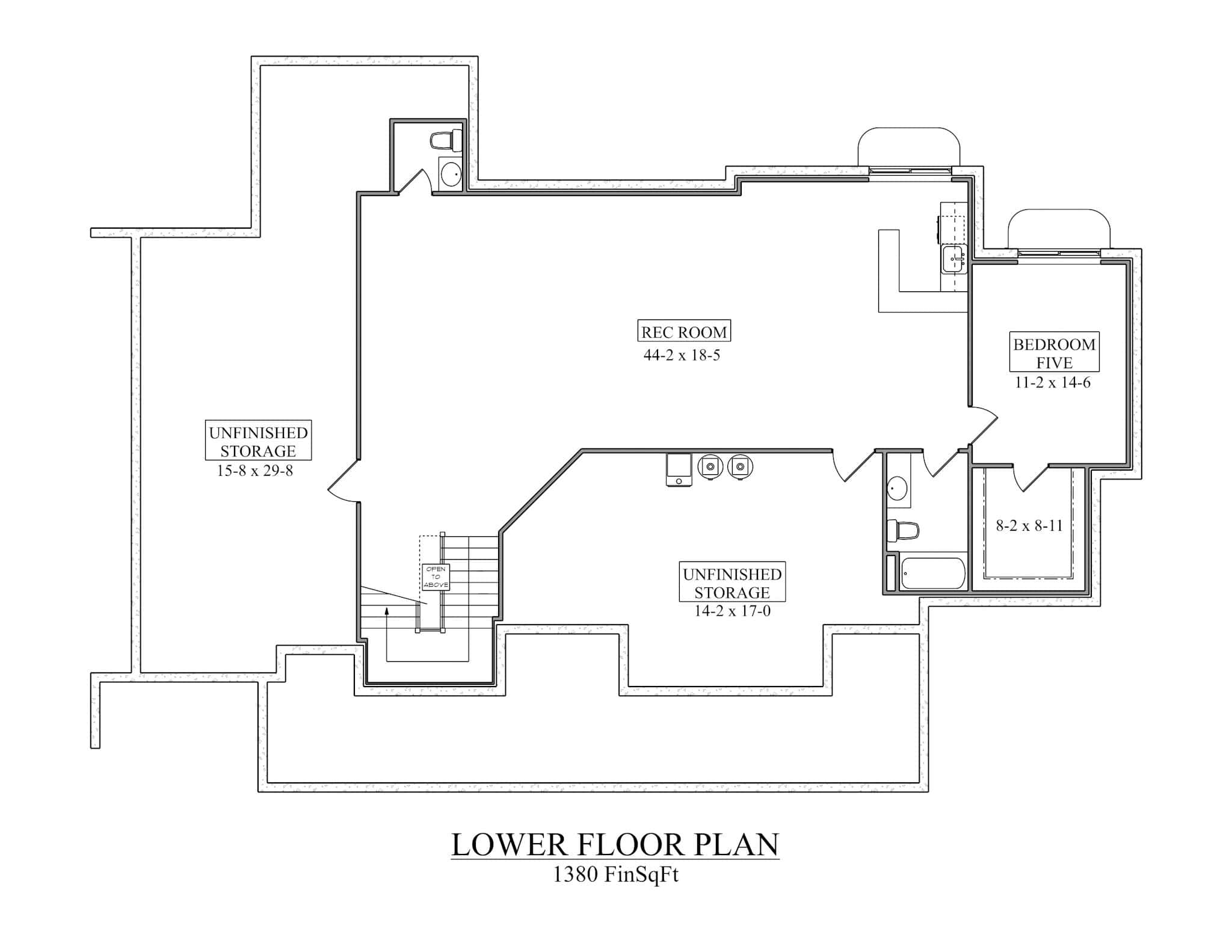Basement of Modern Farmhouse Plan #161-1254