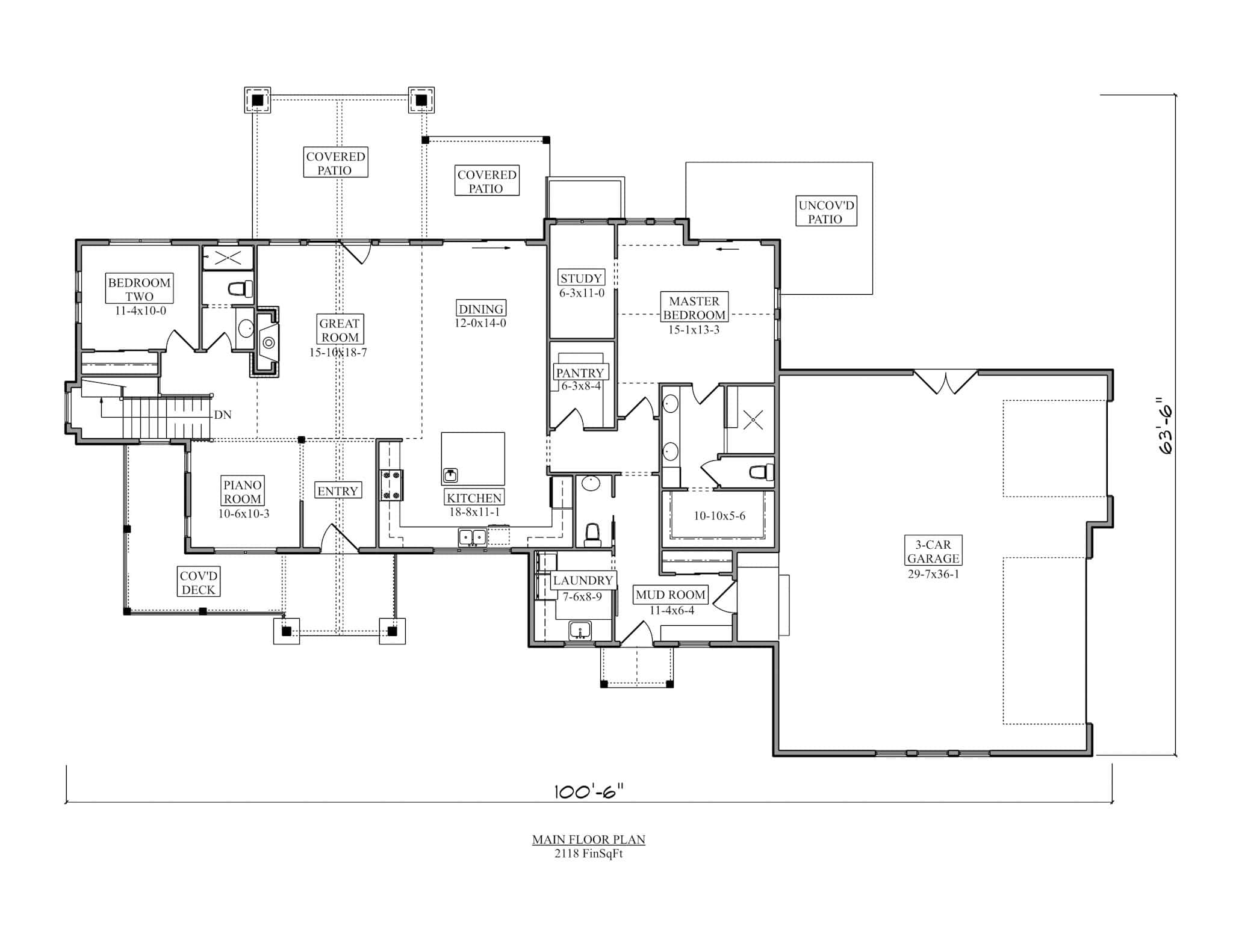 Main Level of Rustic Plan #161-1258