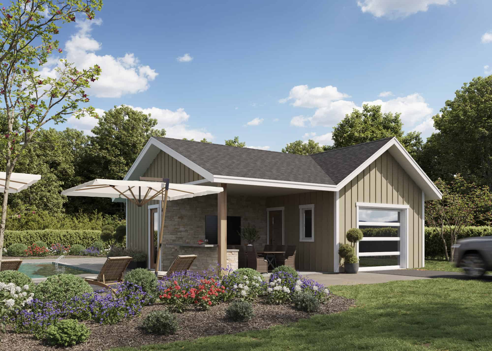 Front elevation of Garage home (ThePlanCollection: House Plan #161-1260)