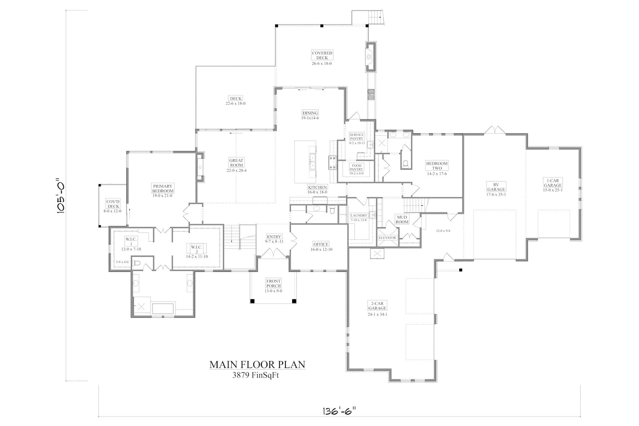 Main Level of French Plan #161-1262