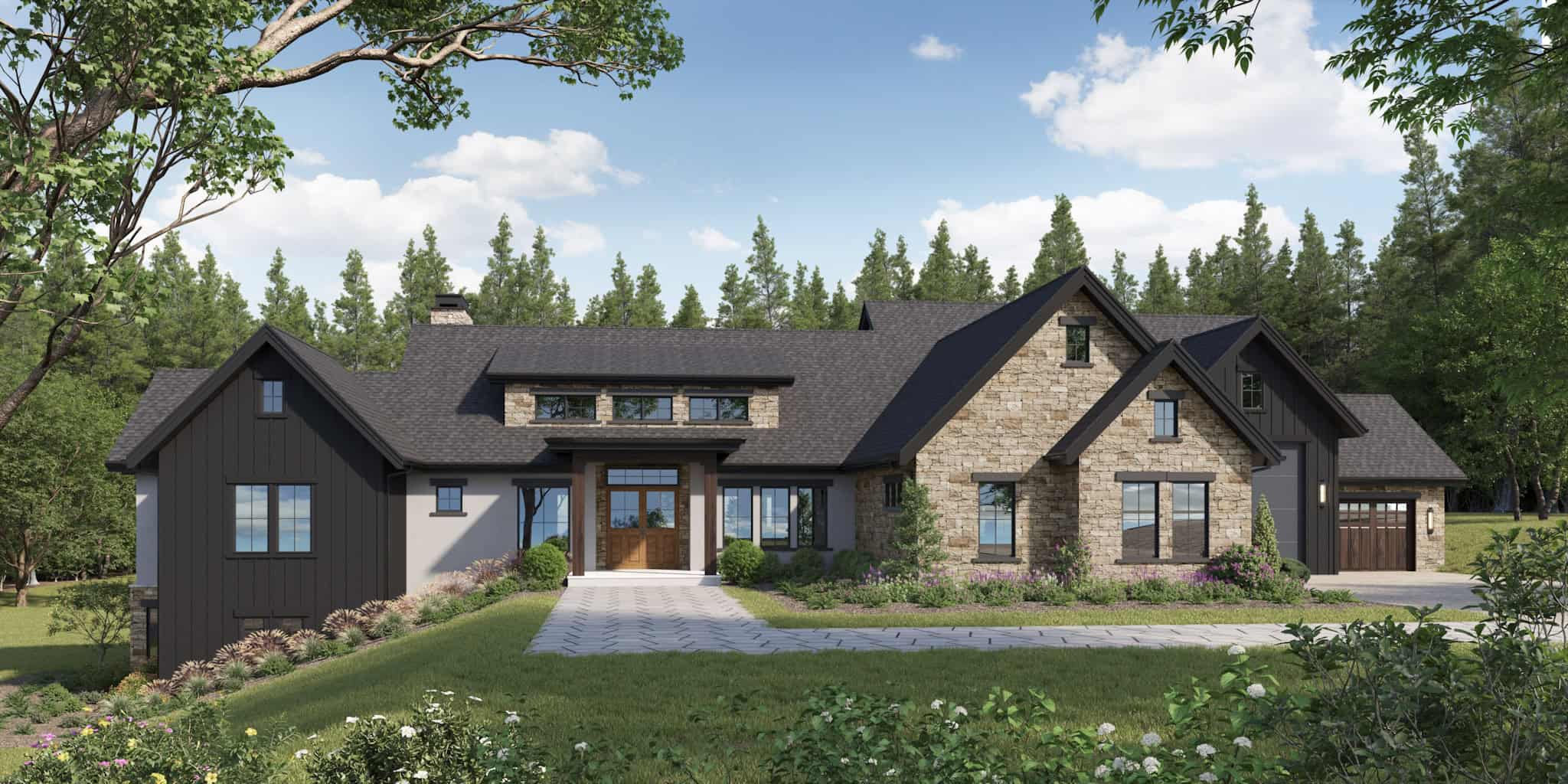 Front elevation of French home (ThePlanCollection: House Plan #161-1262)