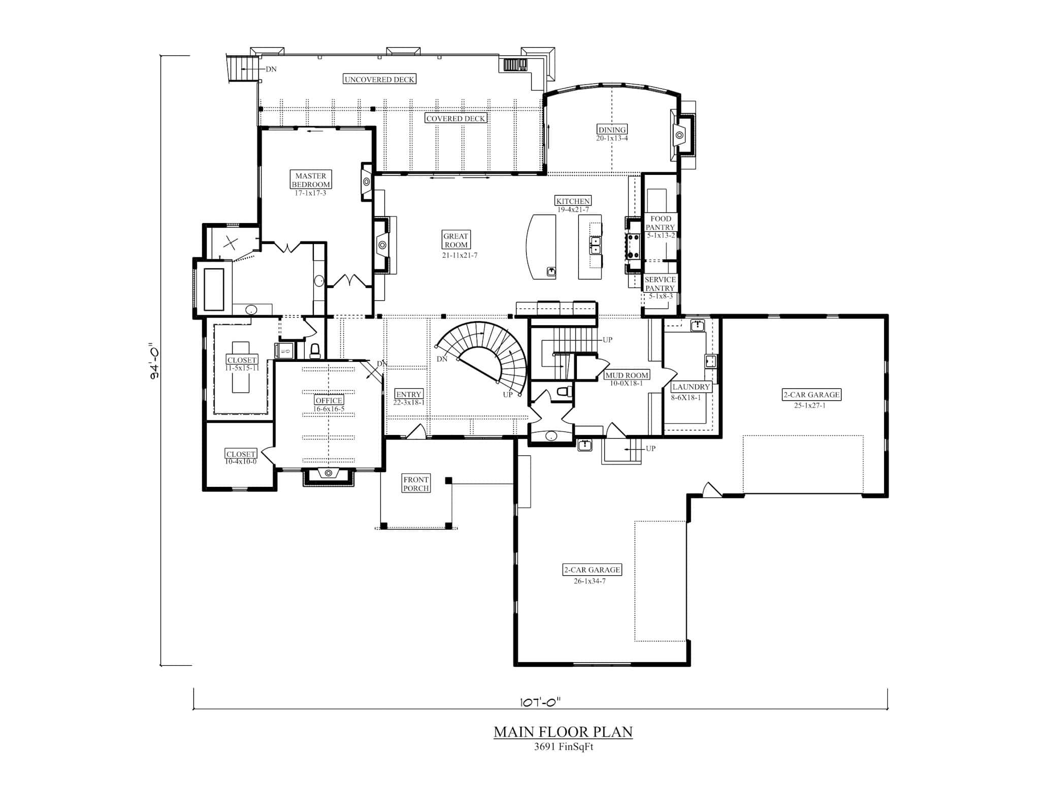 Main Level of Luxury Plan #161-1268