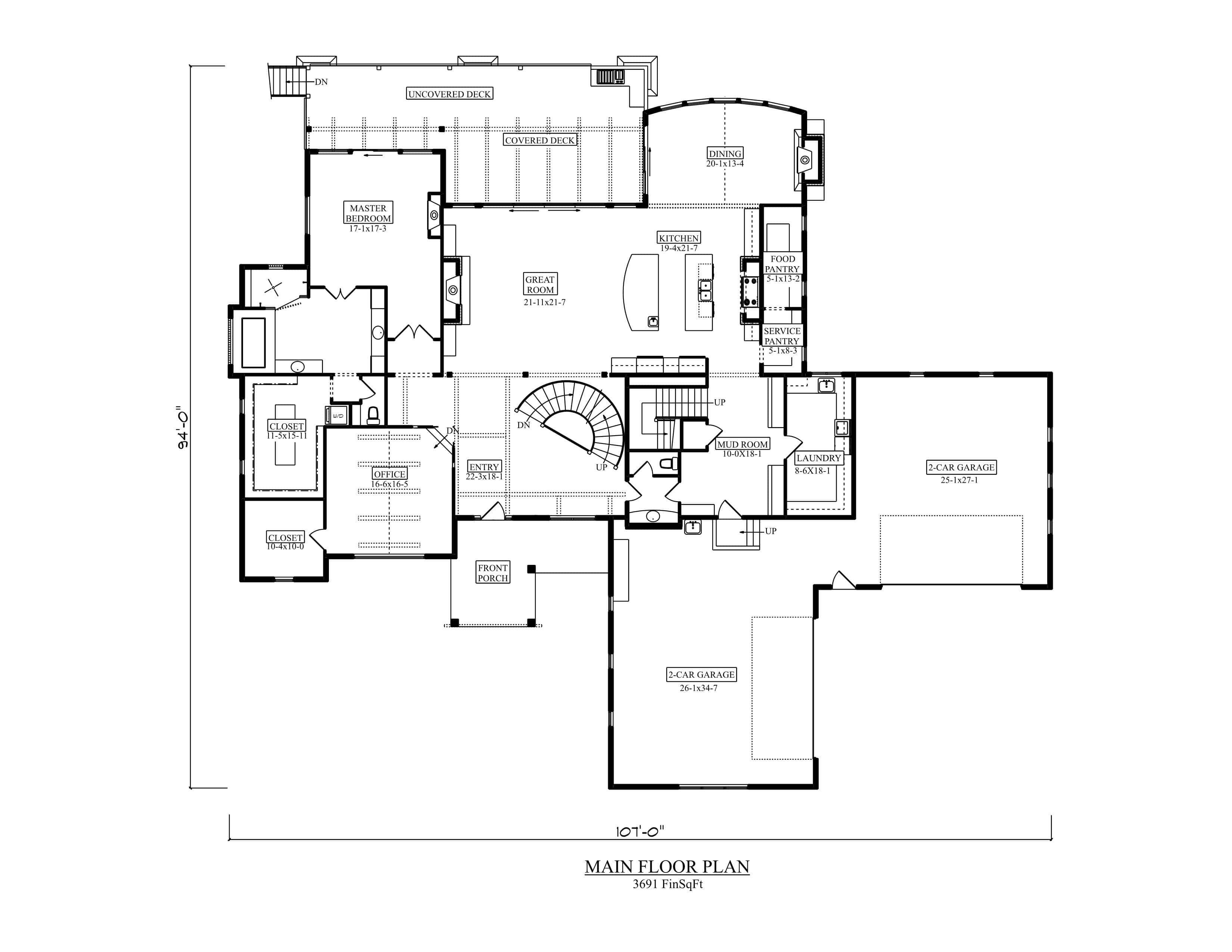 Main Level of Luxury Plan #161-1268