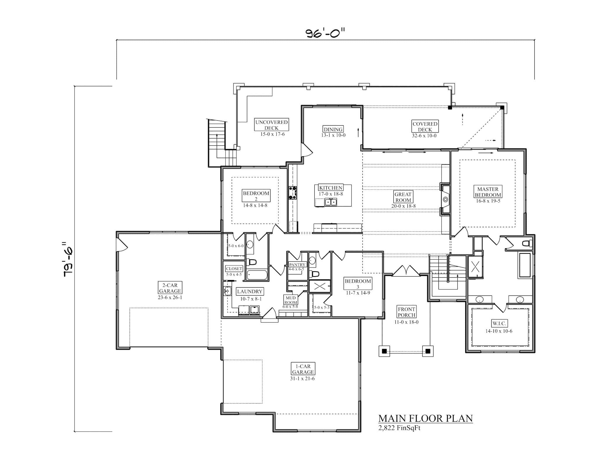 Main Level of Craftsman Plan #161-1270