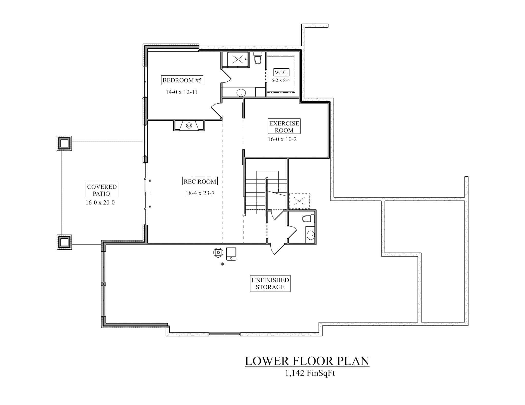Basement of Craftsman Plan #161-1275