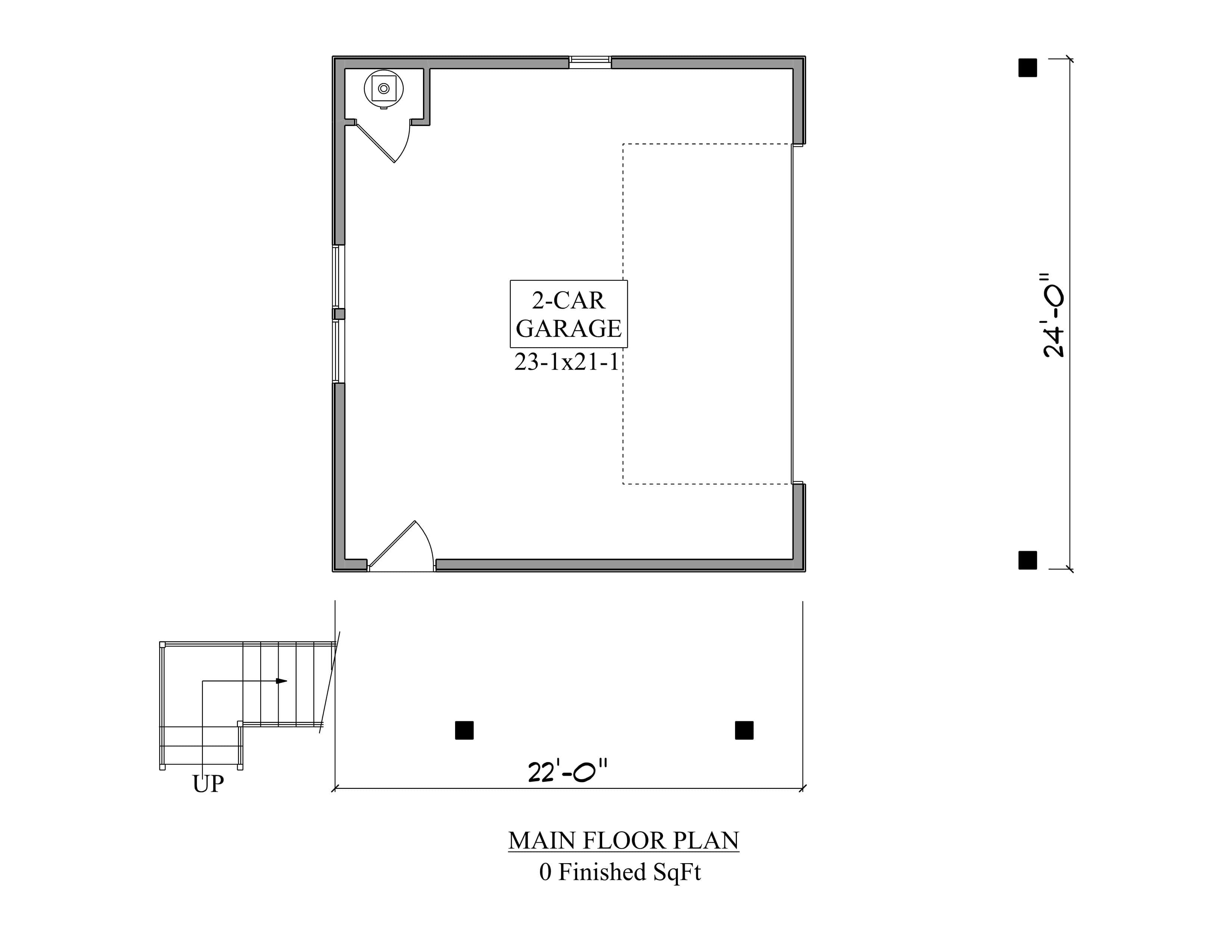 Main Level of Garage Plan #161-1284