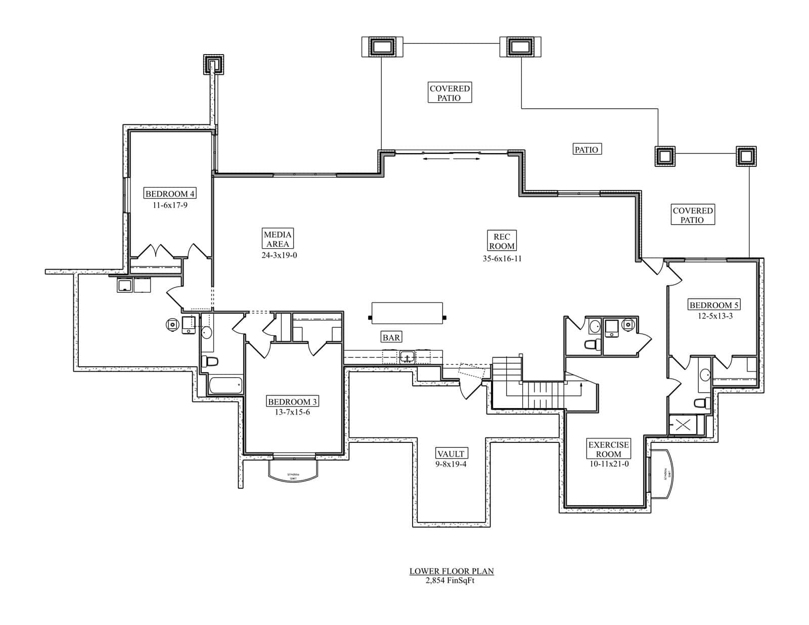 Basement of Rustic Plan #161-1290