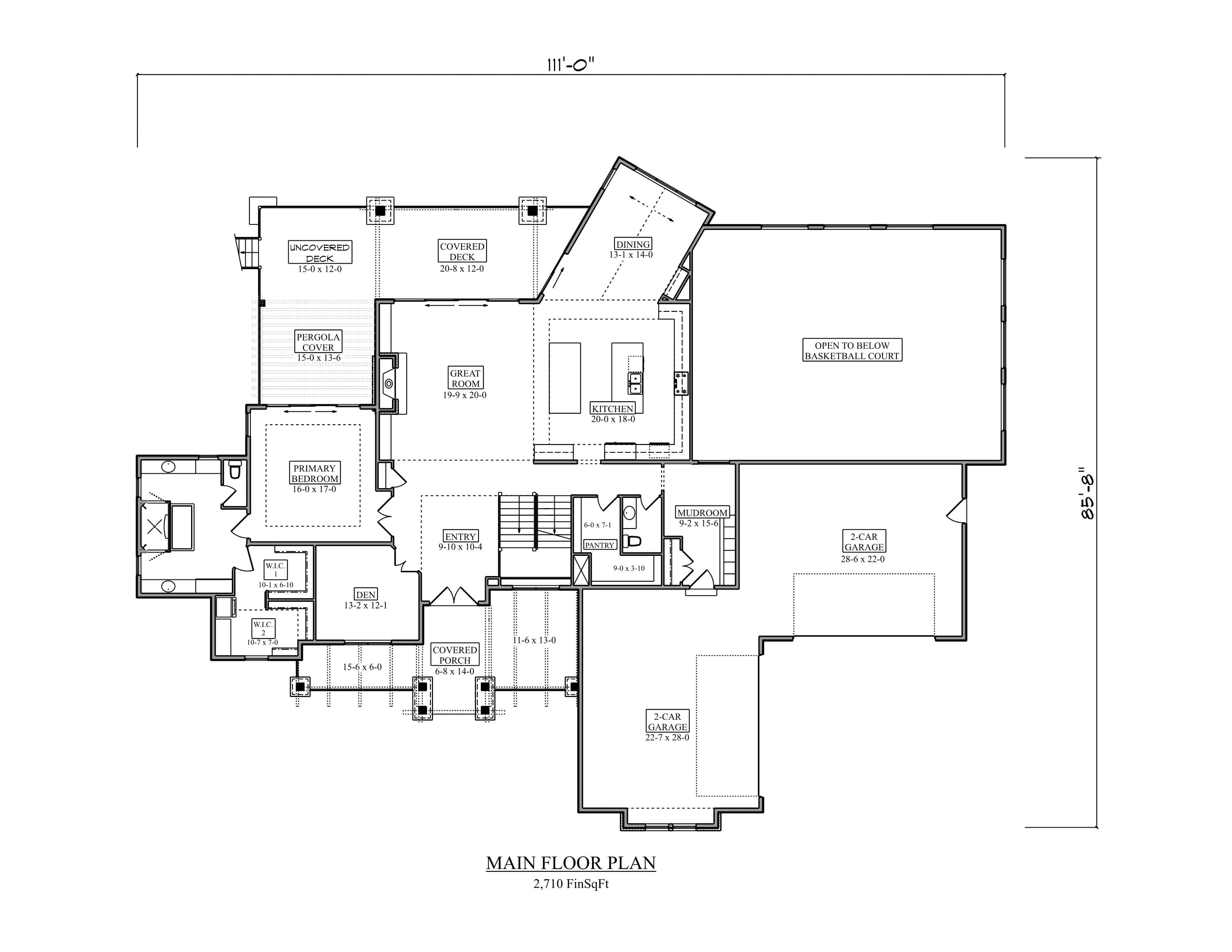 Main Level of Modern Farmhouse Plan #161-1292