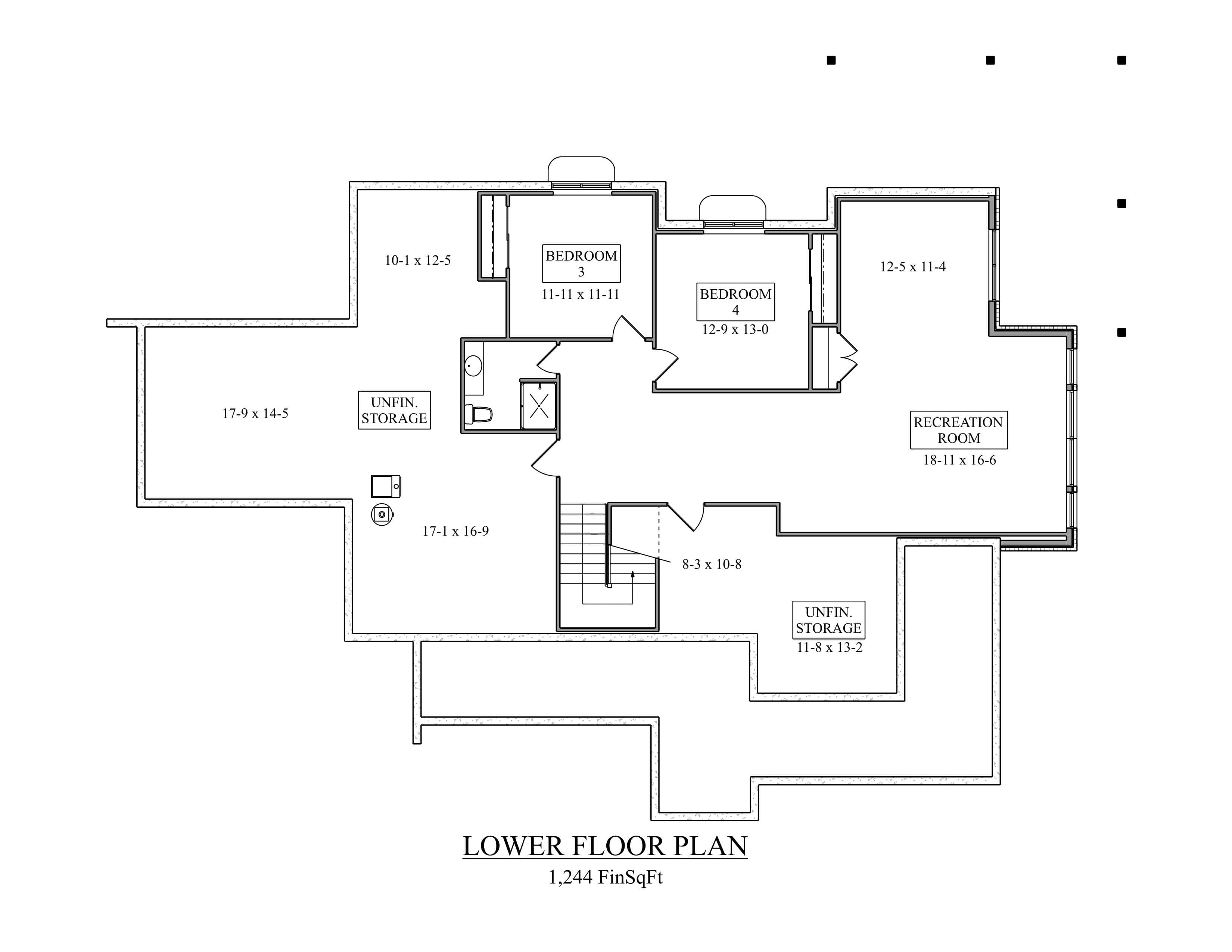 Basement of Ranch Plan #161-1293