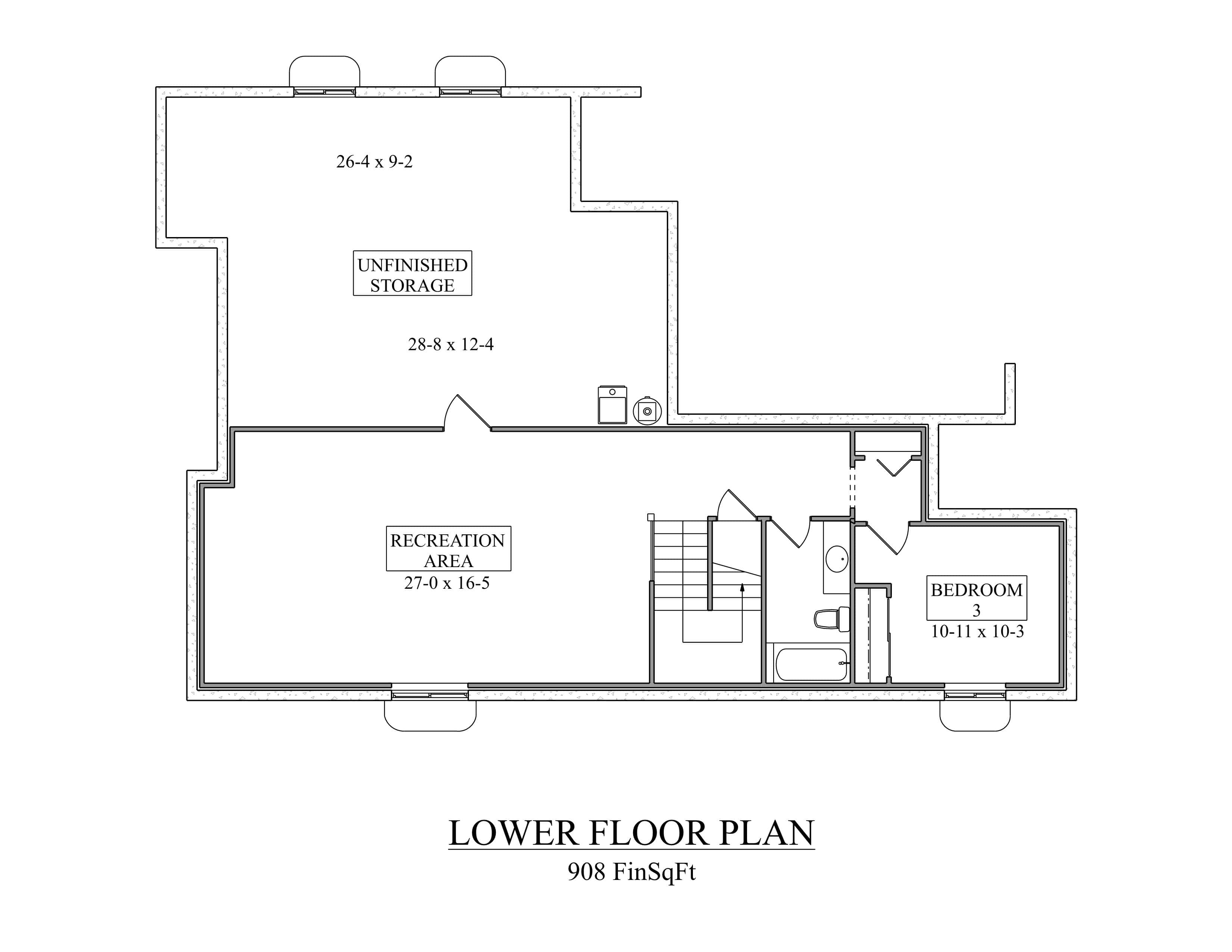Basement of Ranch Plan #161-1296