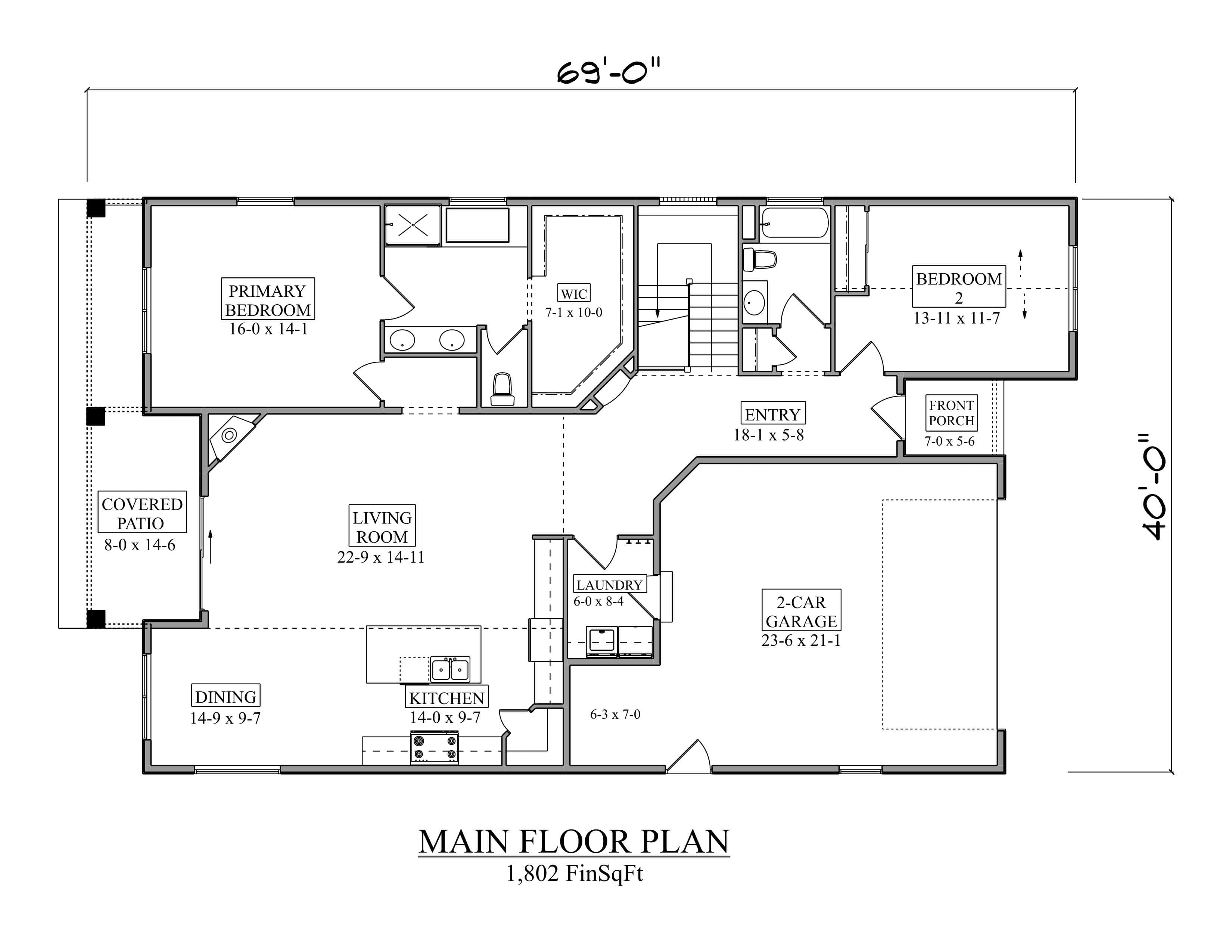 Main Level of Ranch Plan #161-1297