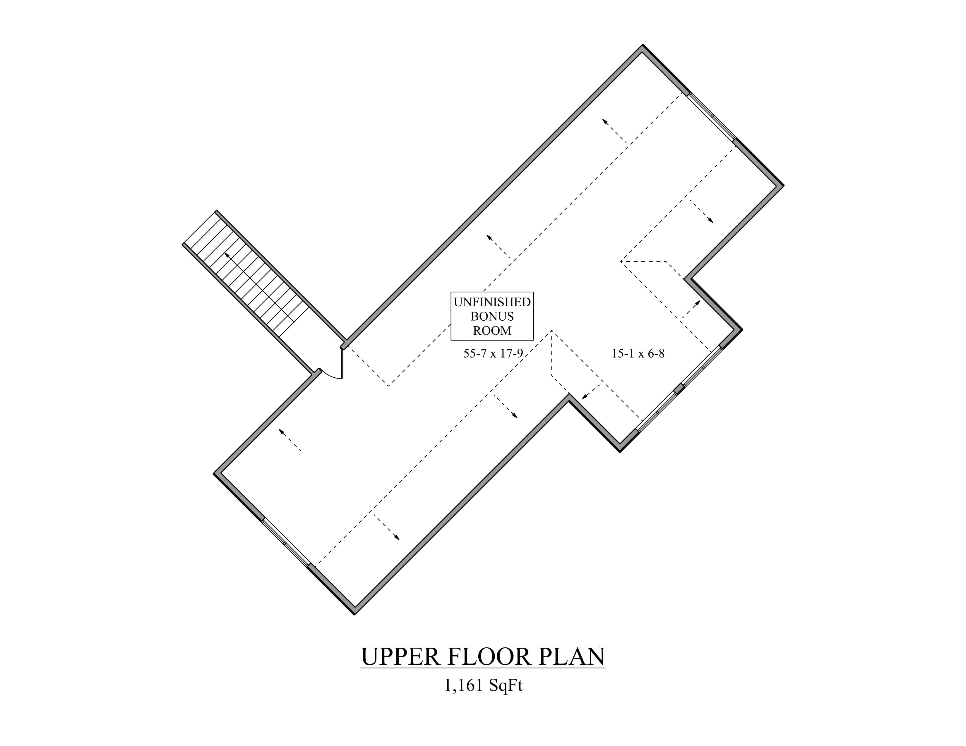 Upper Level of Modern Farmhouse Plan #161-1299