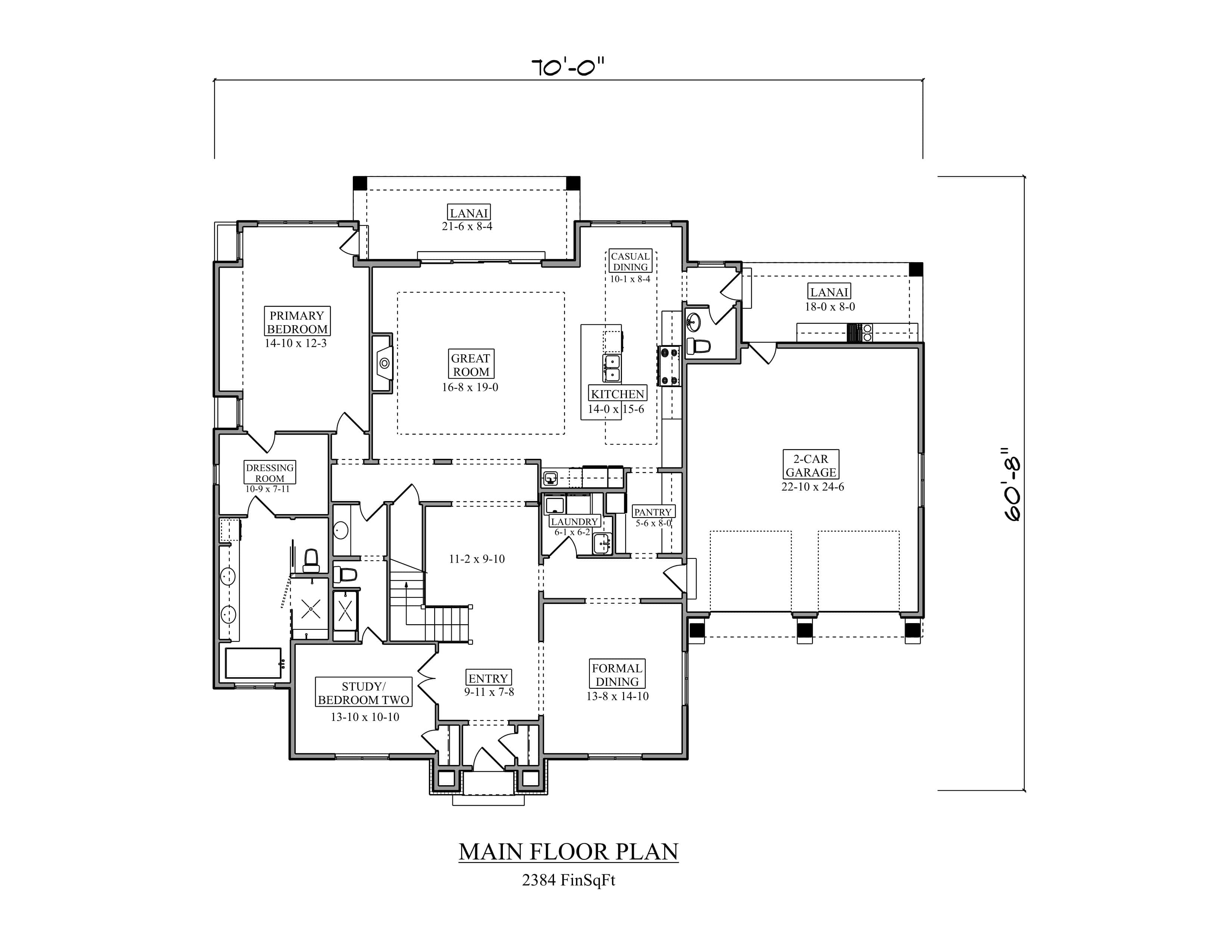 Main Level of Florida Style Plan #161-1300