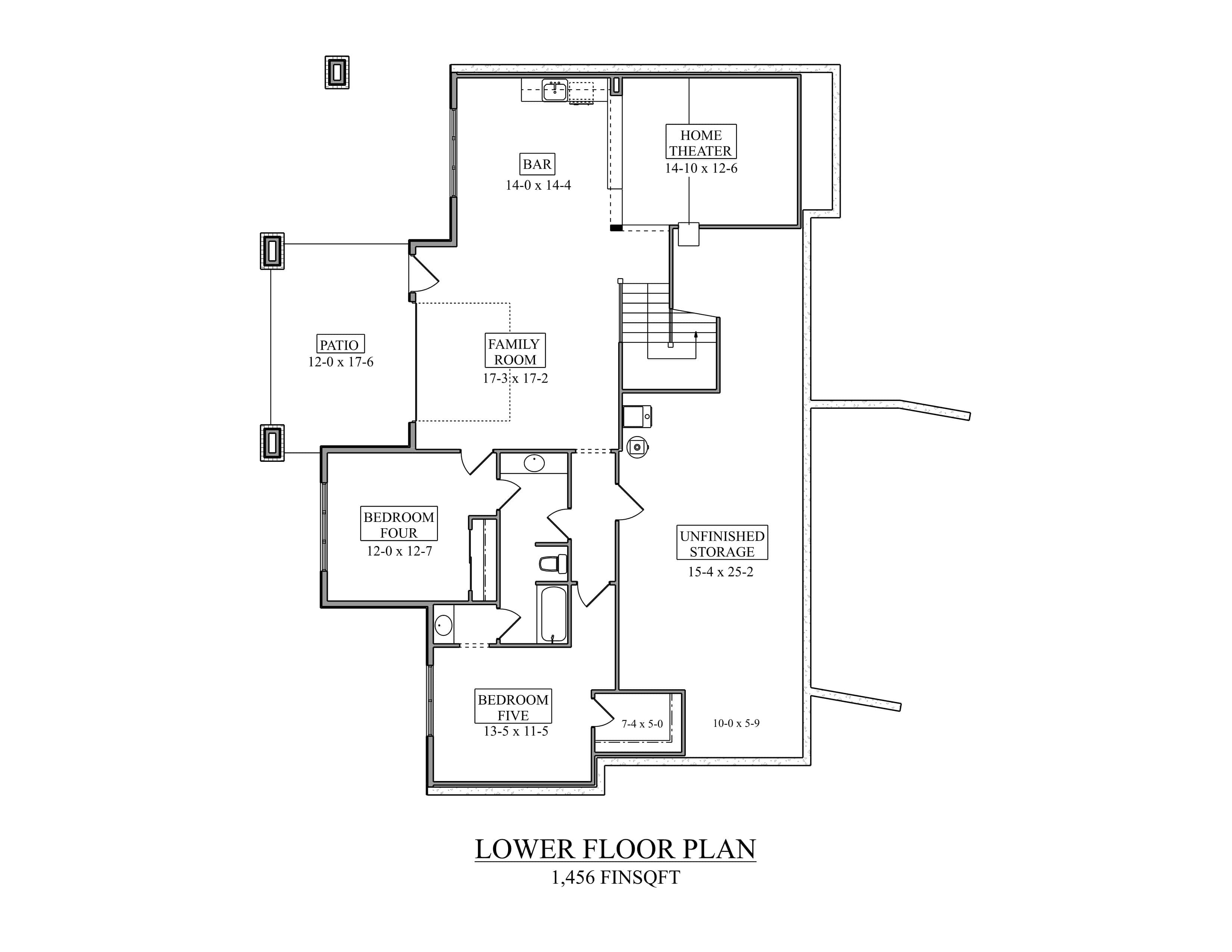 Basement of Craftsman Plan #161-1301