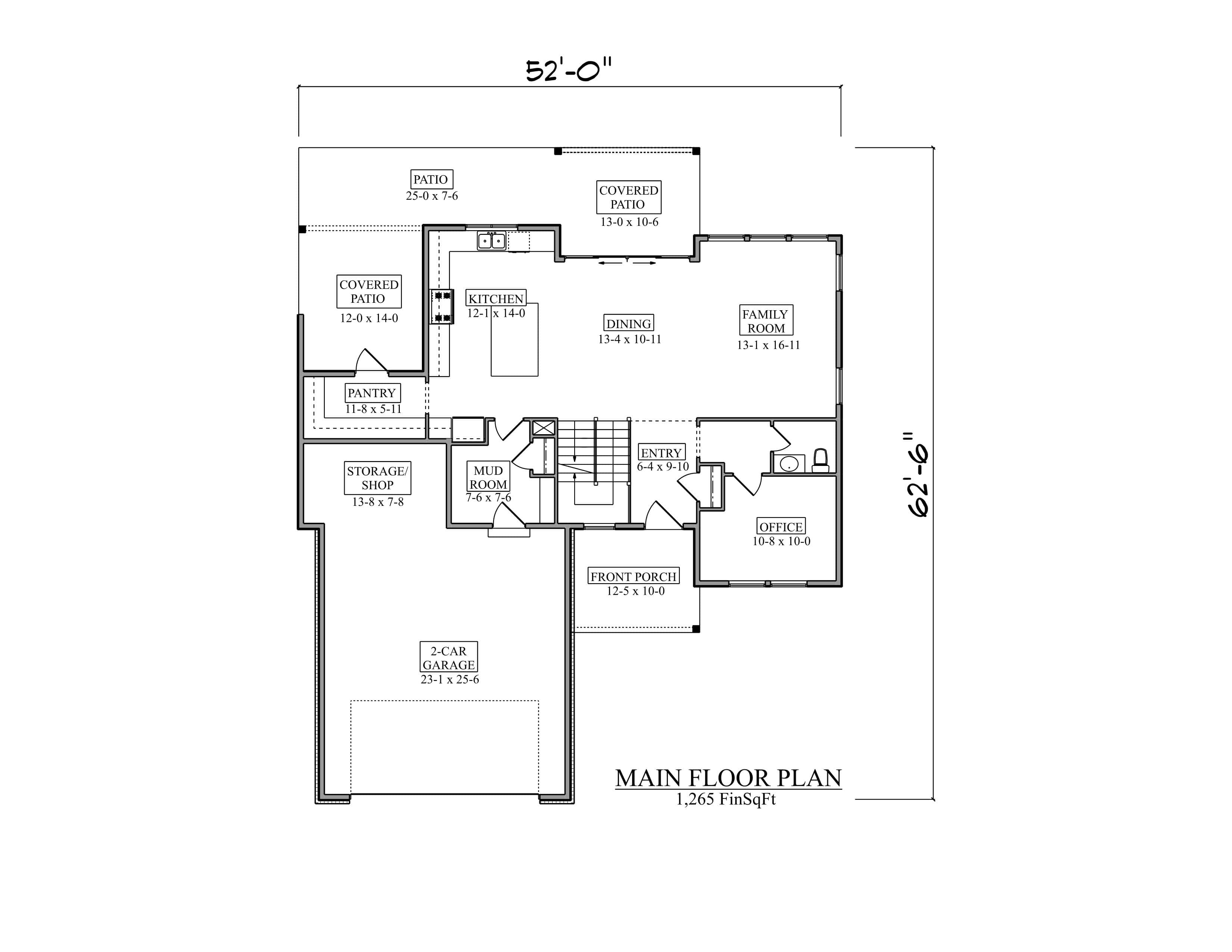 Main Level of Modern Farmhouse Plan #161-1302